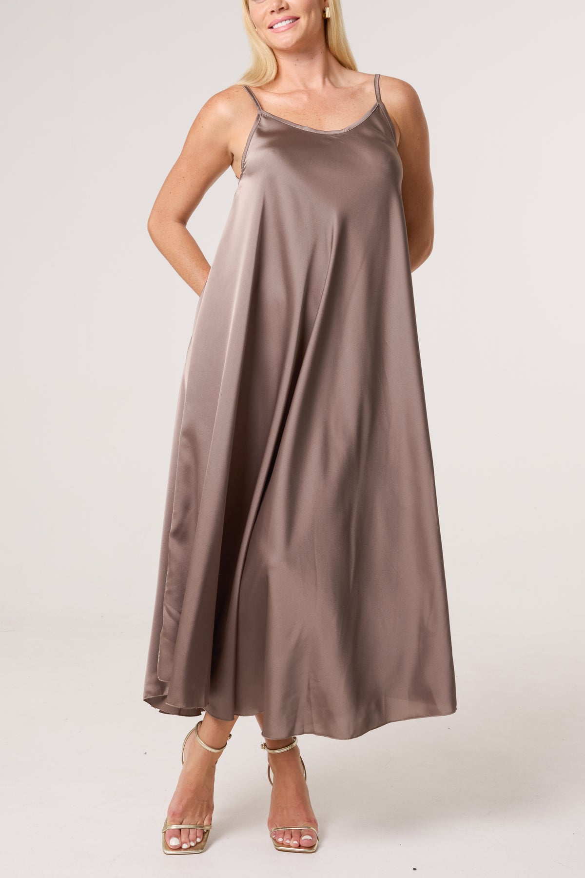 Strappy Satin Maxi Dress