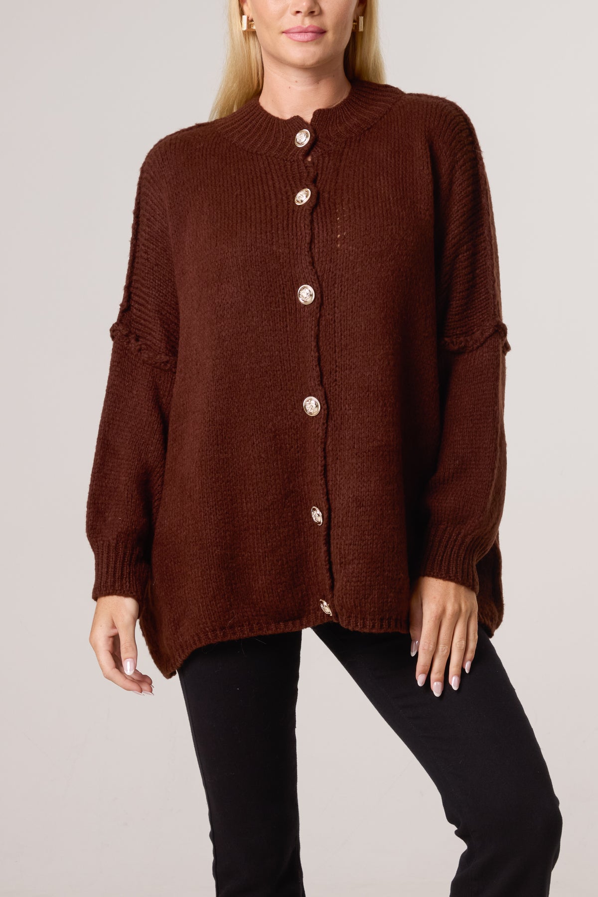 High Neck Wool Blend Cardigan