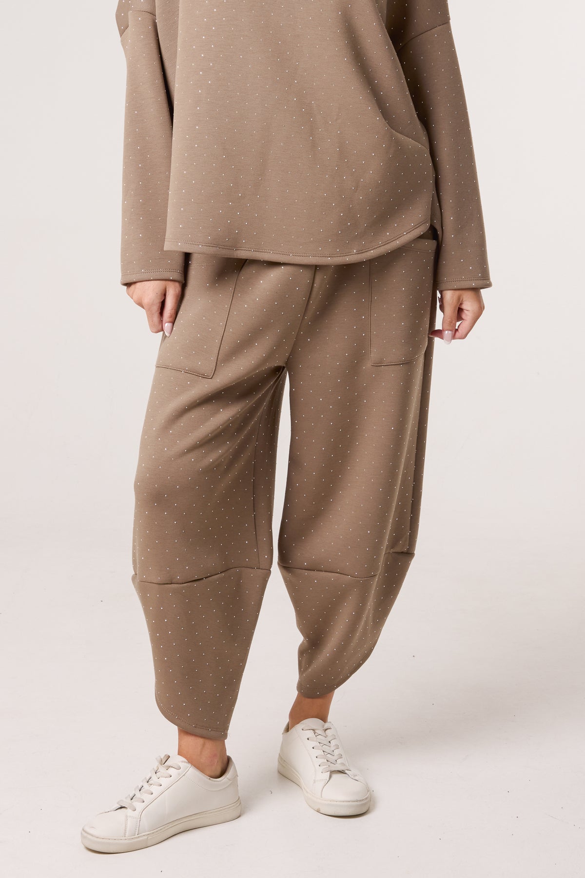 Diamante Soft Touch Barrel Trousers