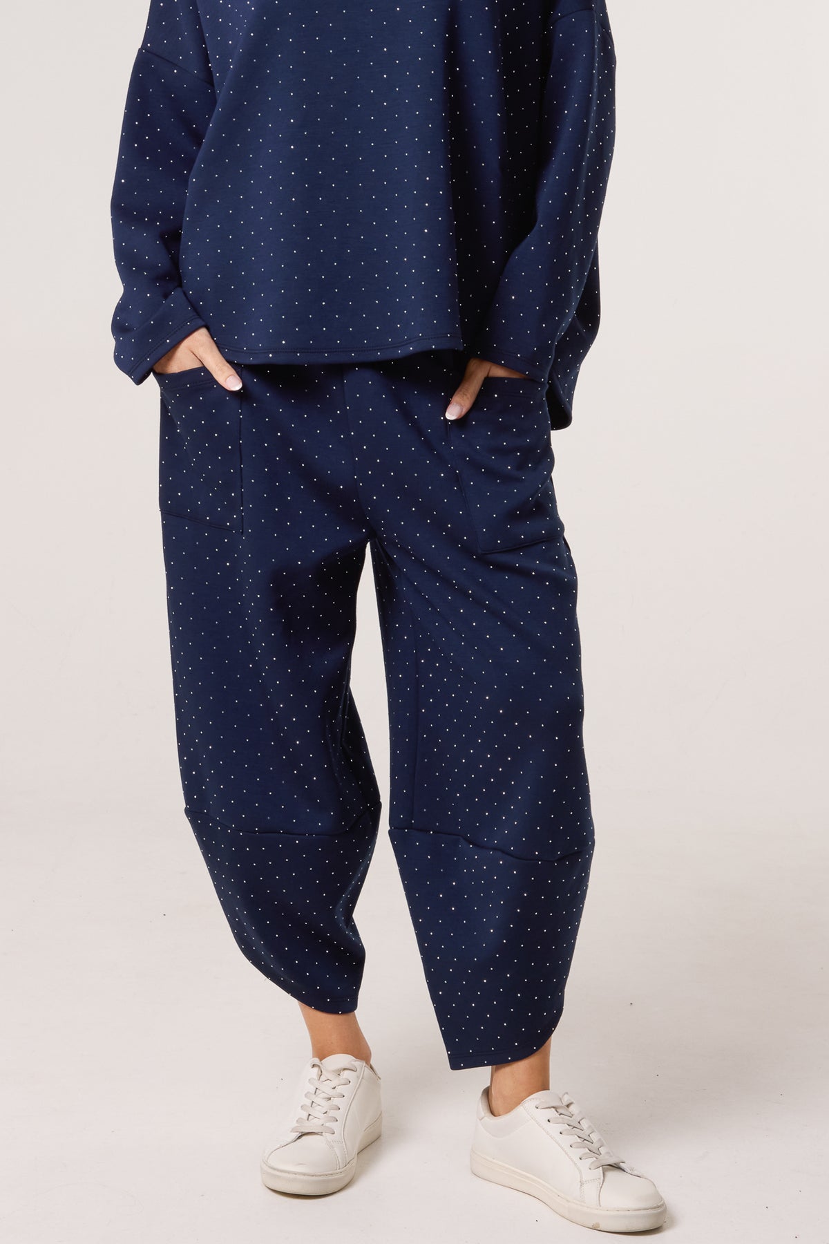 Diamante Soft Touch Barrel Trousers