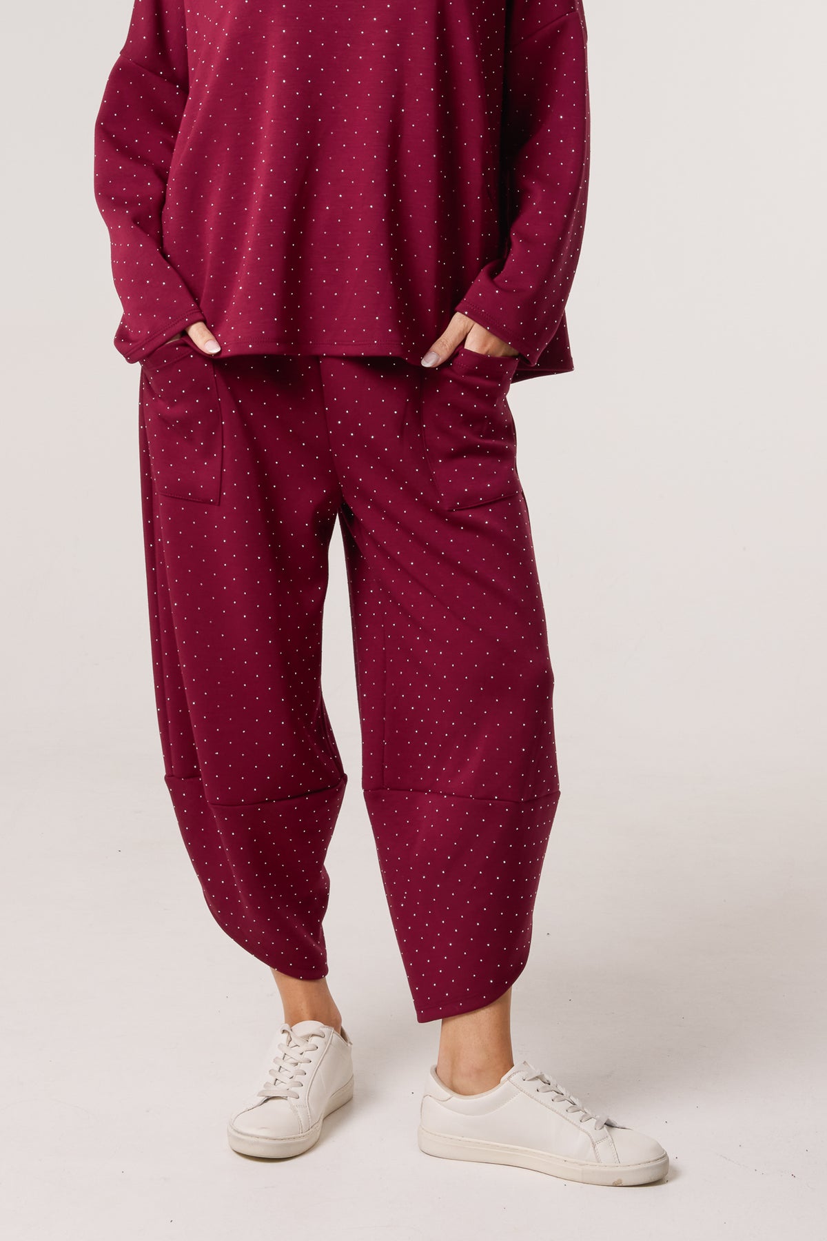 Diamante Soft Touch Barrel Trousers