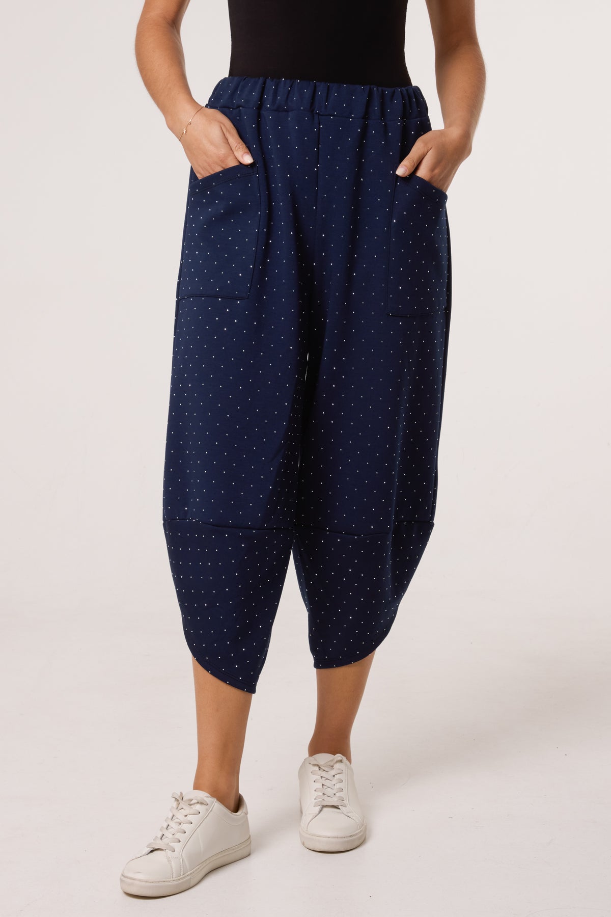 Diamante Soft Touch Barrel Trousers