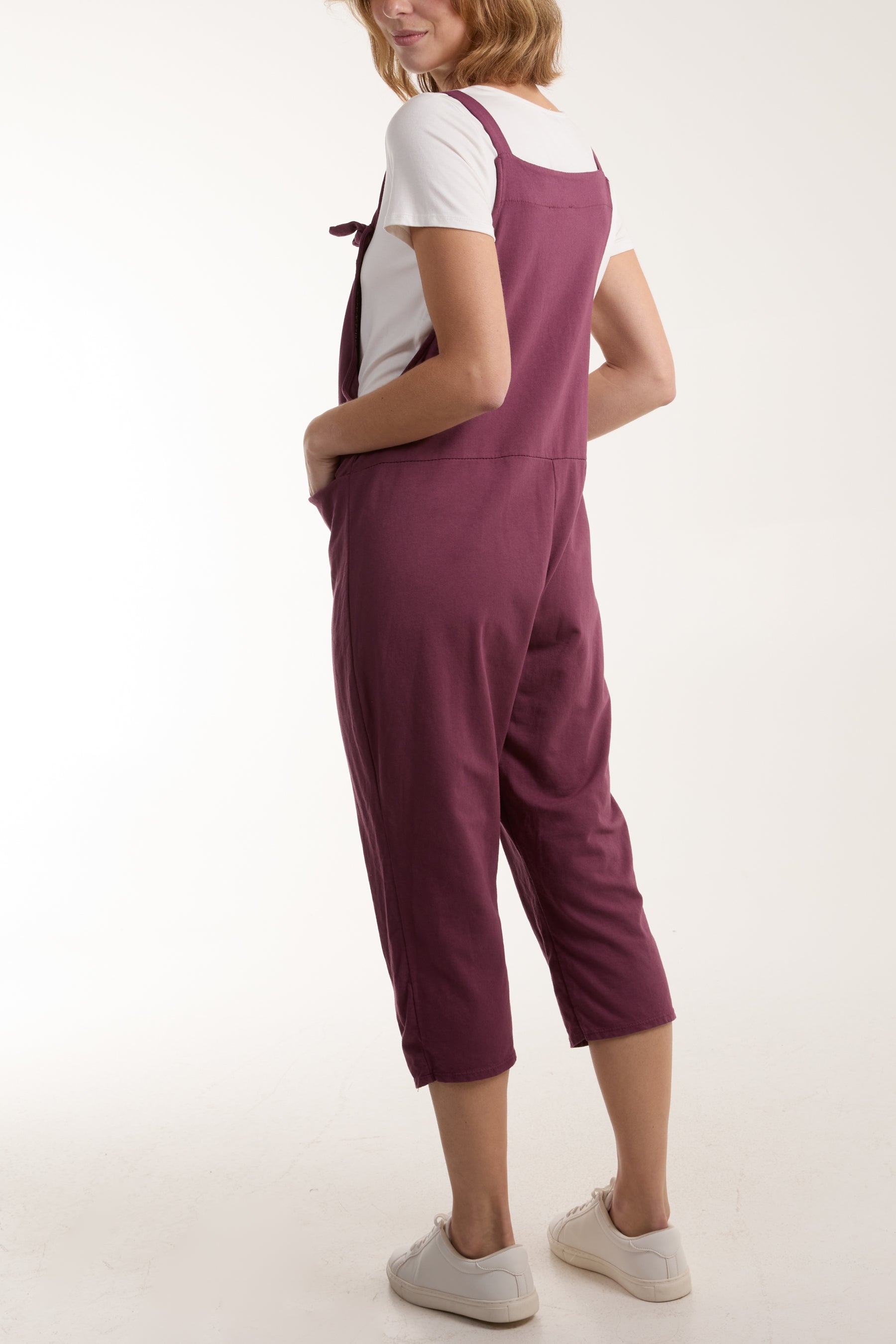 Bow Detail Plain Dungarees