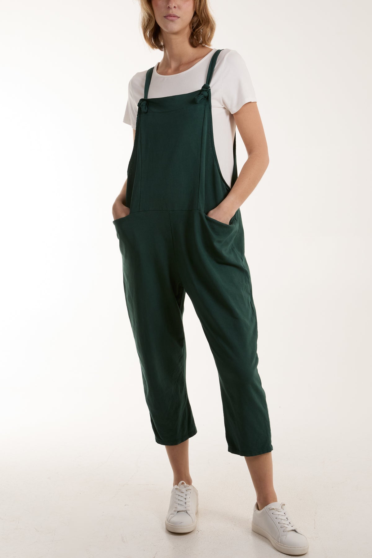 Bow Detail Plain Dungarees