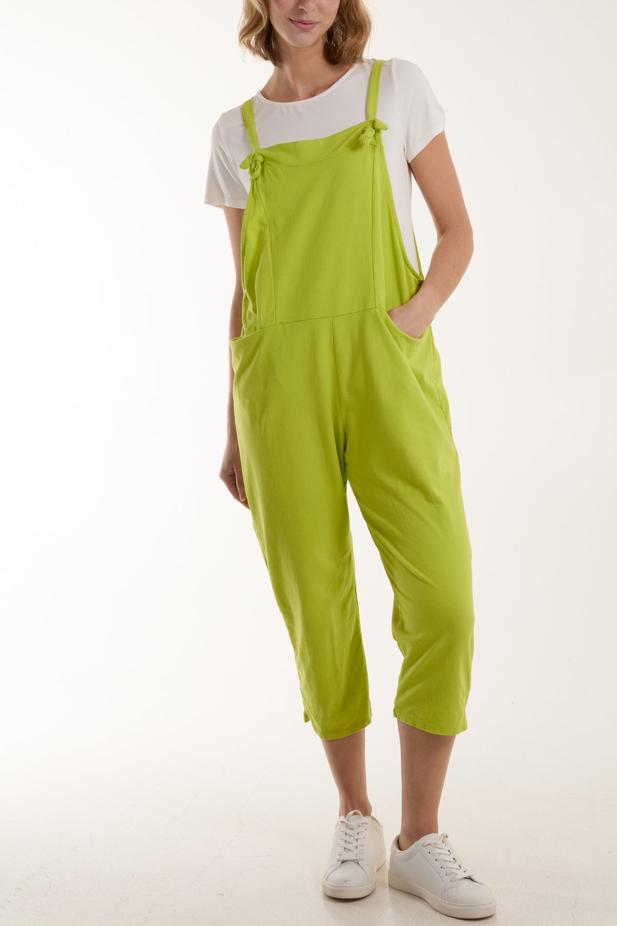 Bow Detail Plain Dungarees