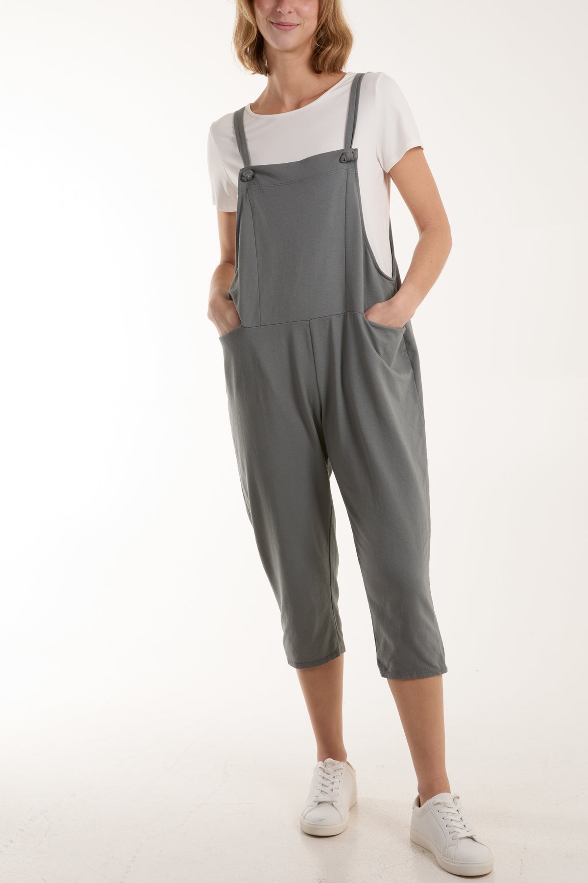 Bow Detail Plain Dungarees