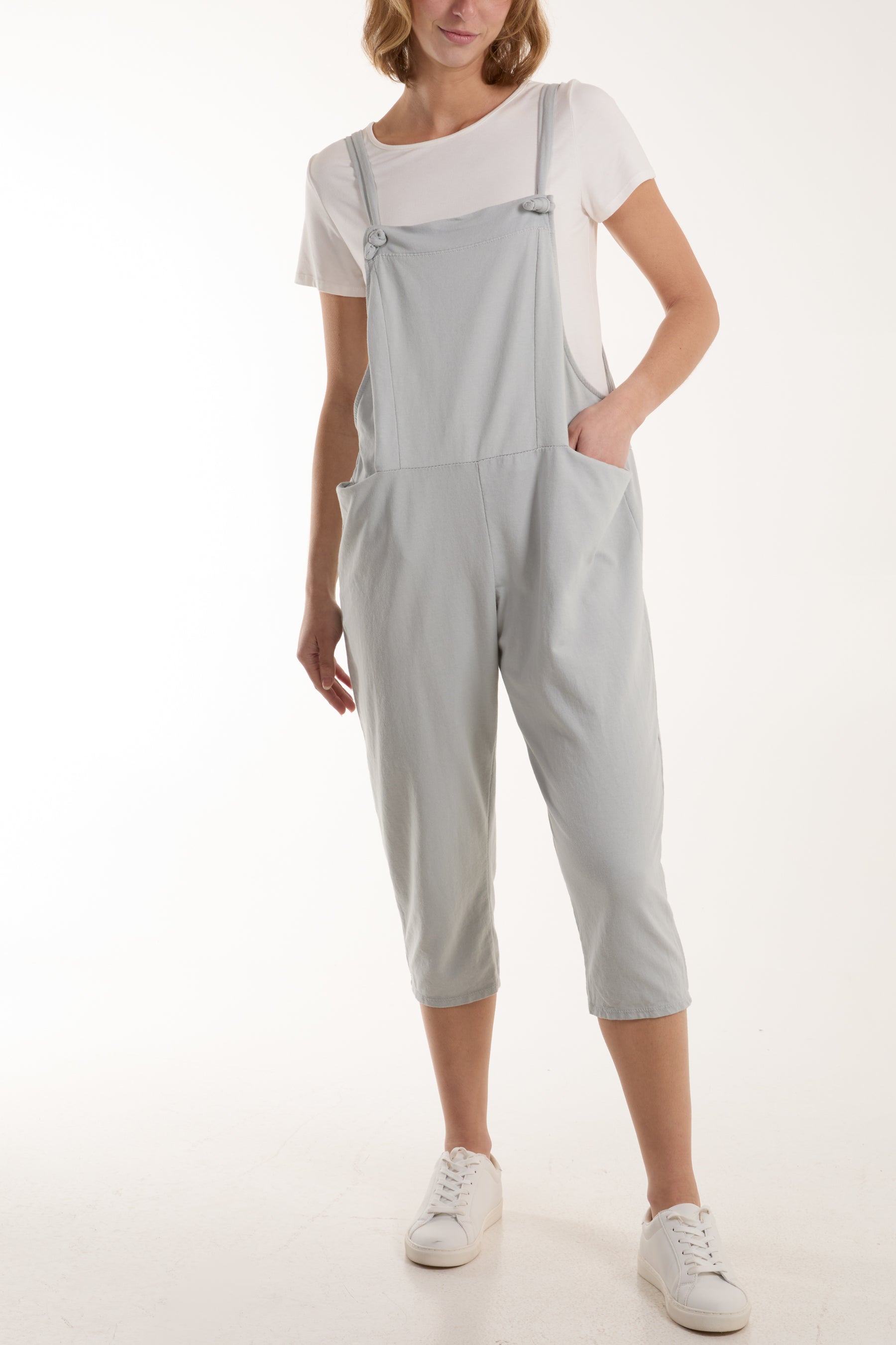 Bow Detail Plain Dungarees