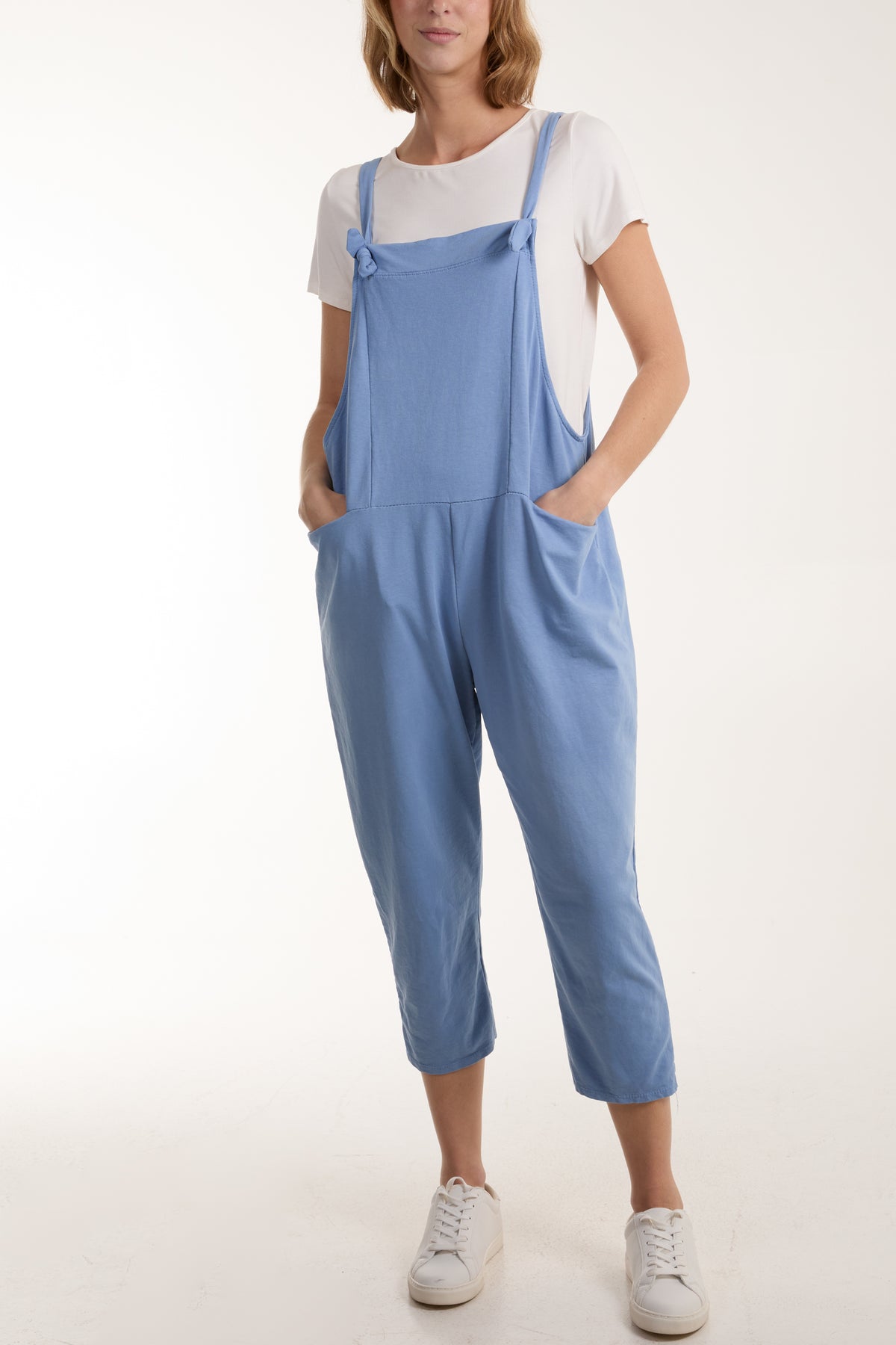 Bow Detail Plain Dungarees
