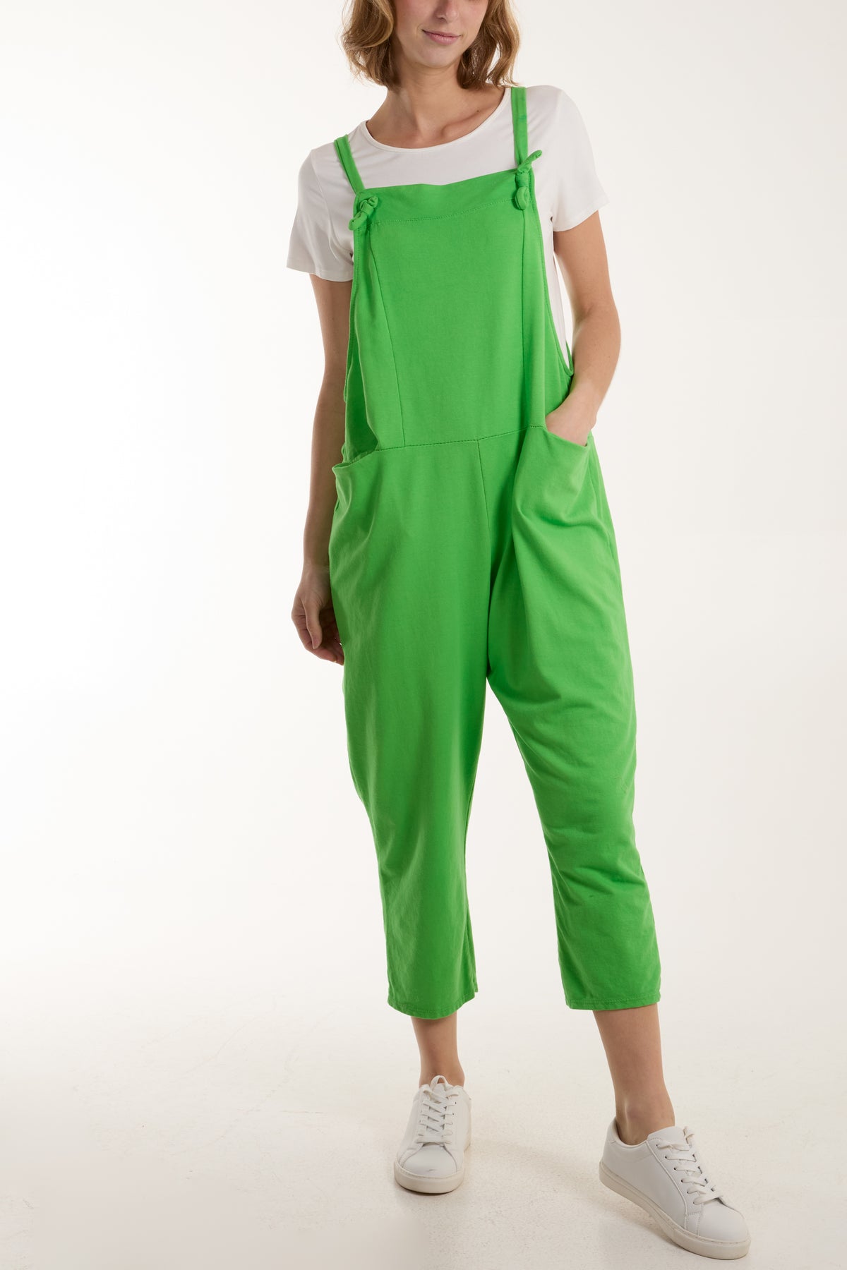 Bow Detail Plain Dungarees