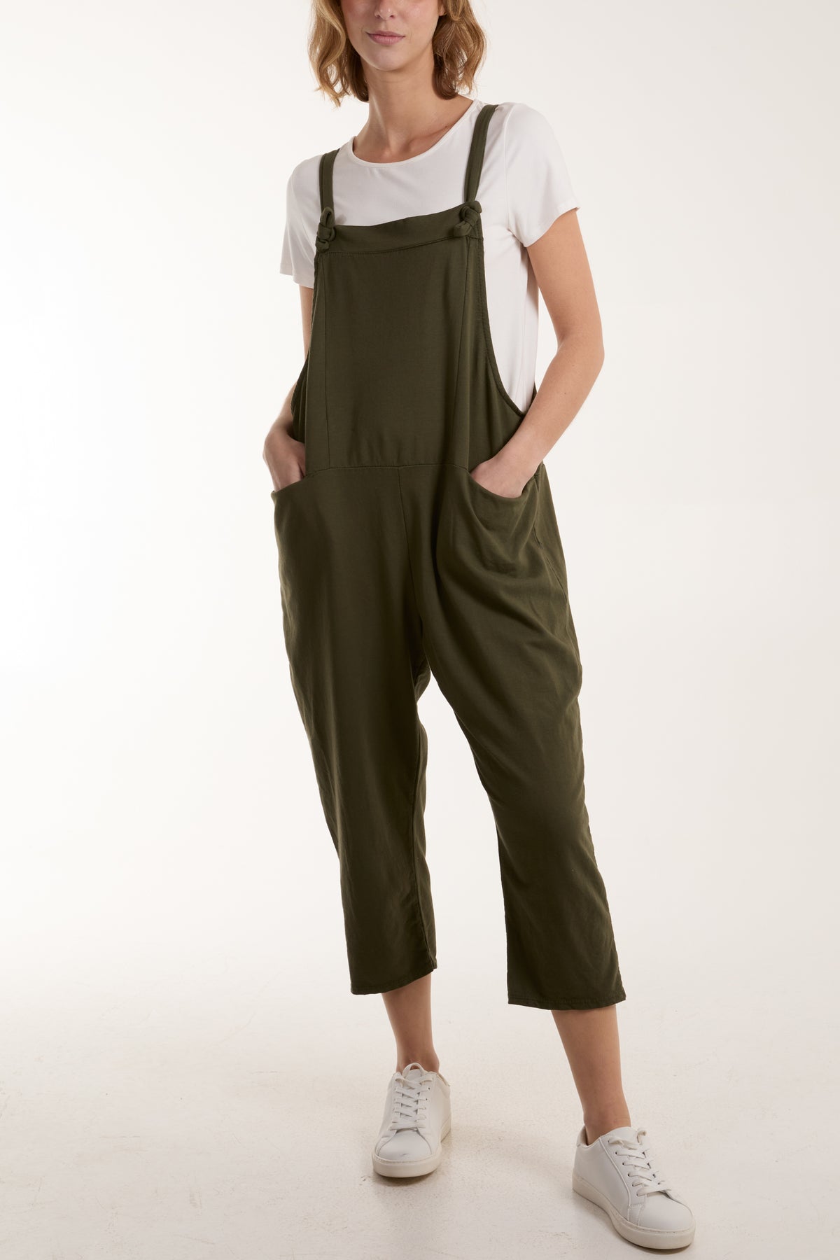 Bow Detail Plain Dungarees