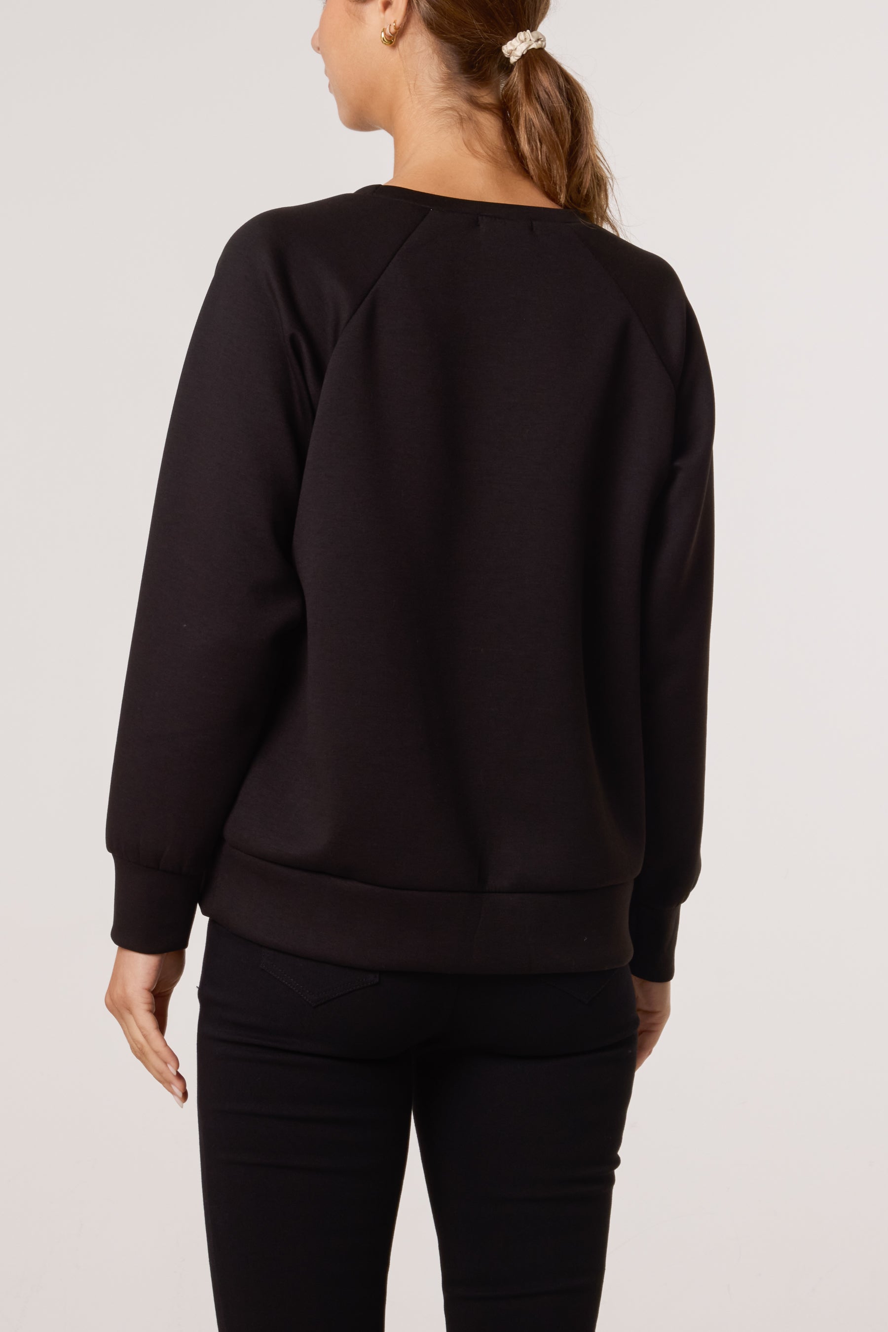 Diamante Bow Round Neck Sweatshirt