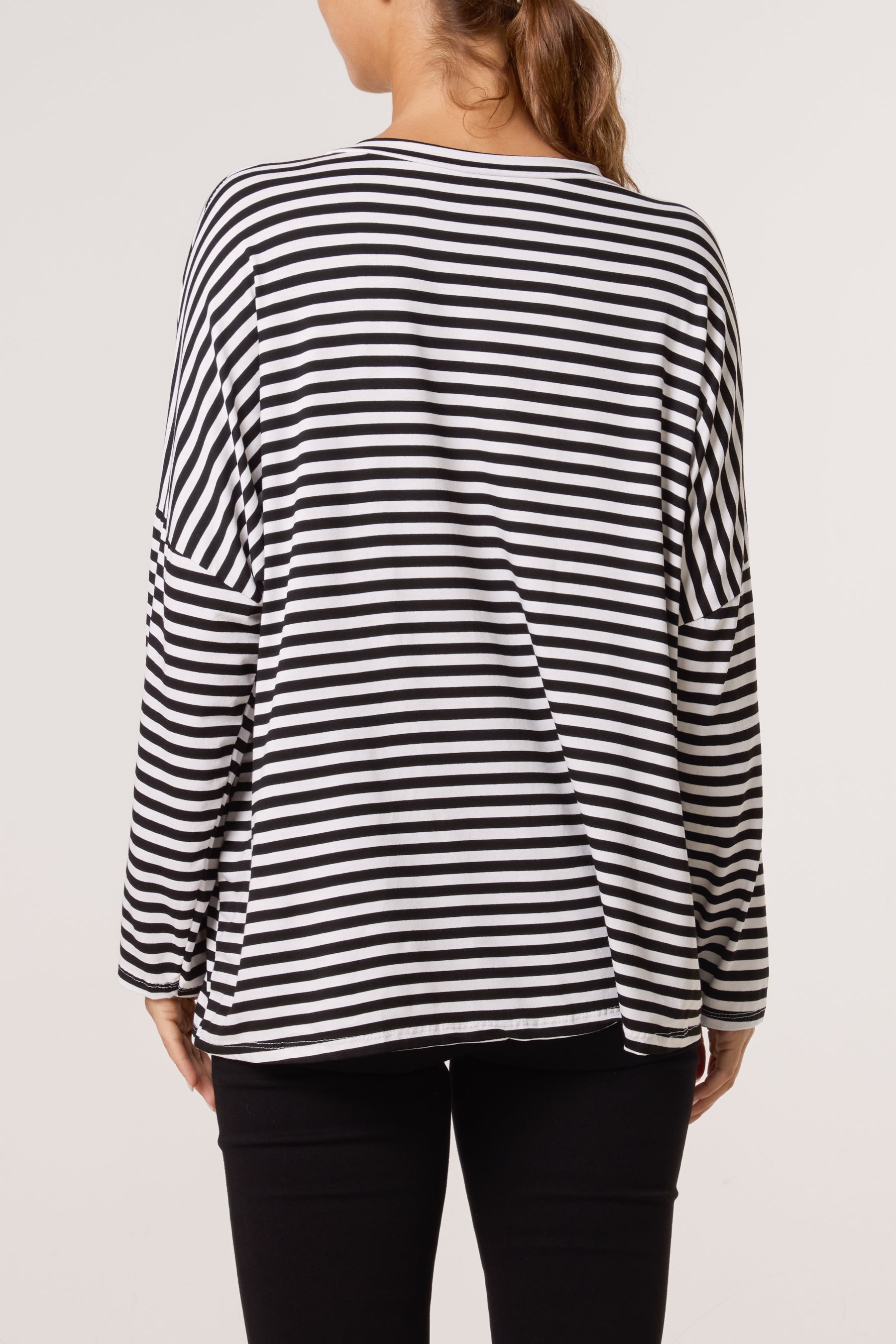 V-Neck Stripe Long Sleeve T-Shirt