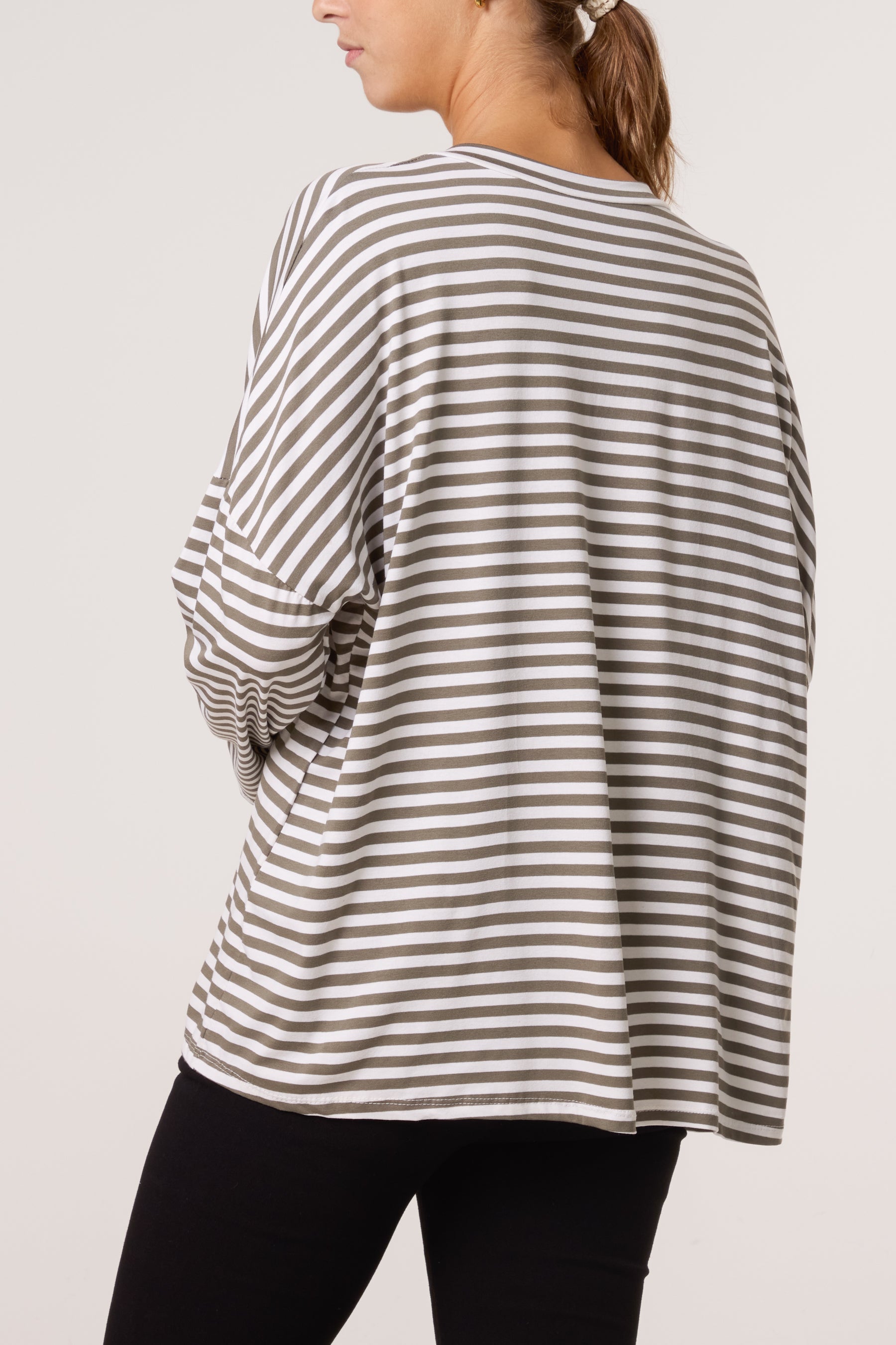 V-Neck Stripe Long Sleeve T-Shirt