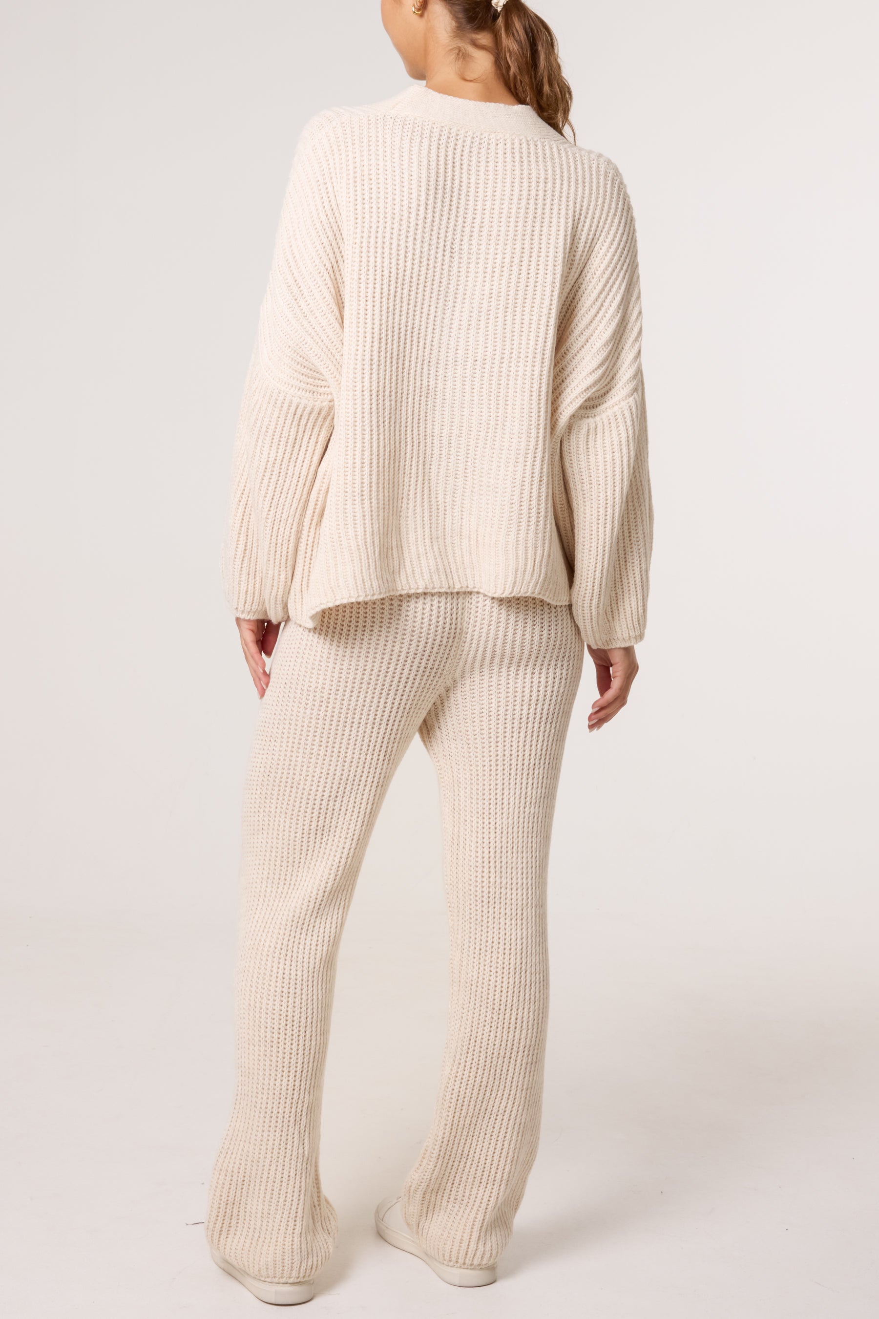 Ribbed Knit Cardigan & Trousers Set