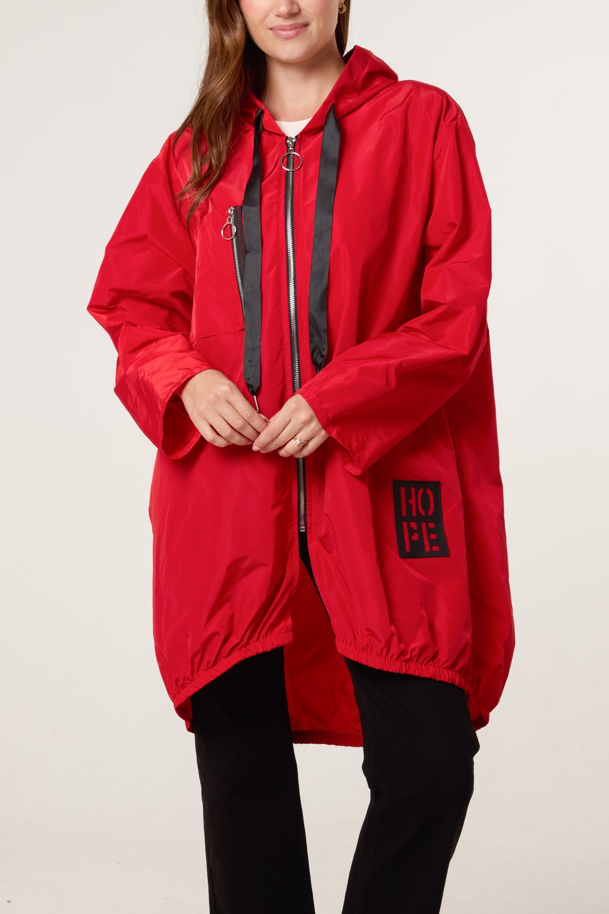 Zip Up Hooded Rain Coat