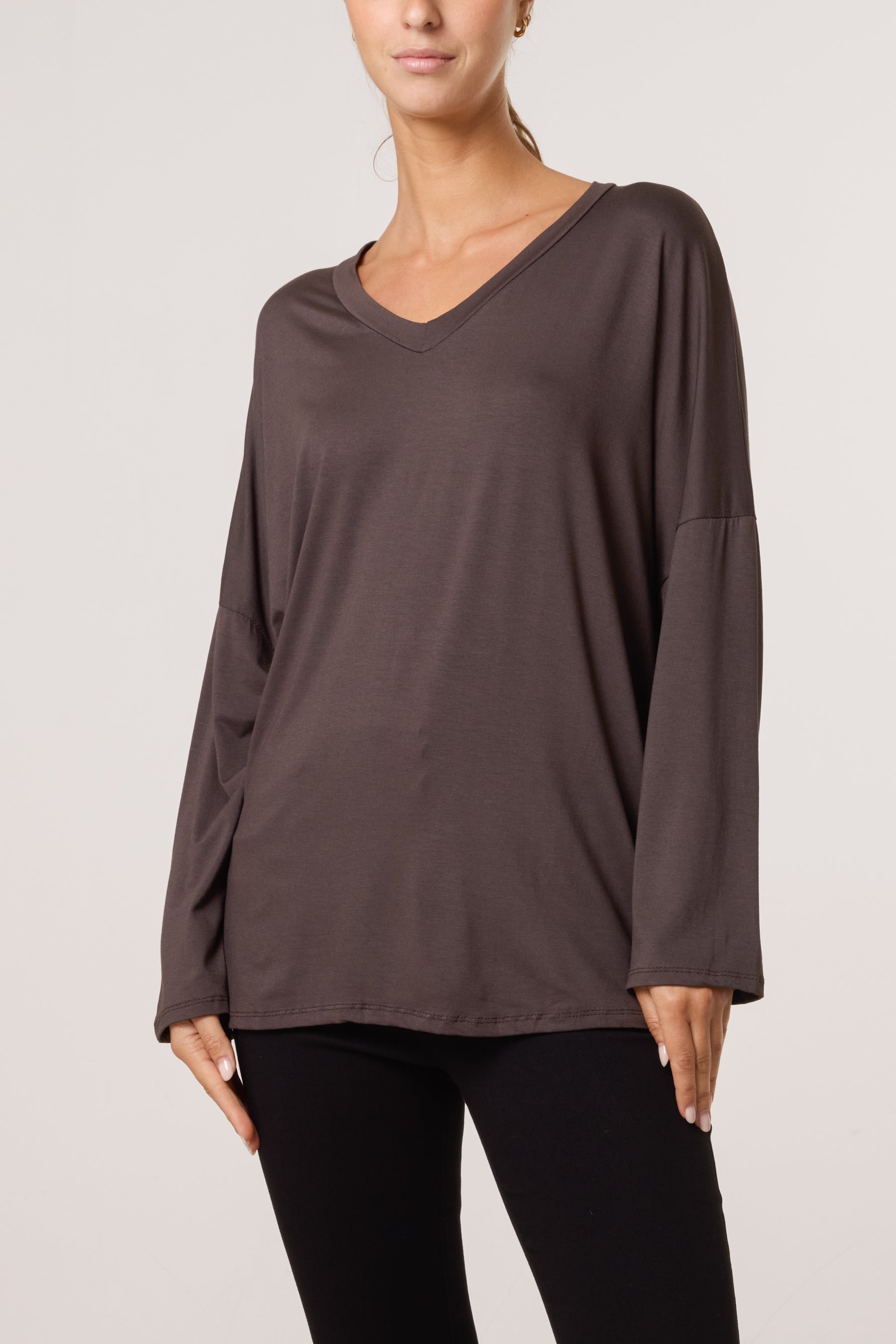 V-Neck Long Sleeve Basic T-Shirt