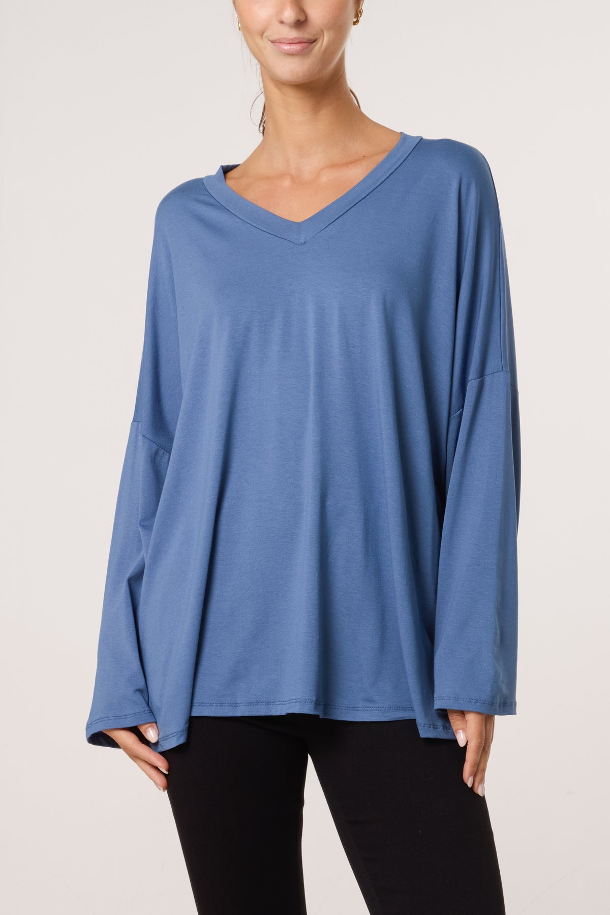 V-Neck Long Sleeve Basic T-Shirt