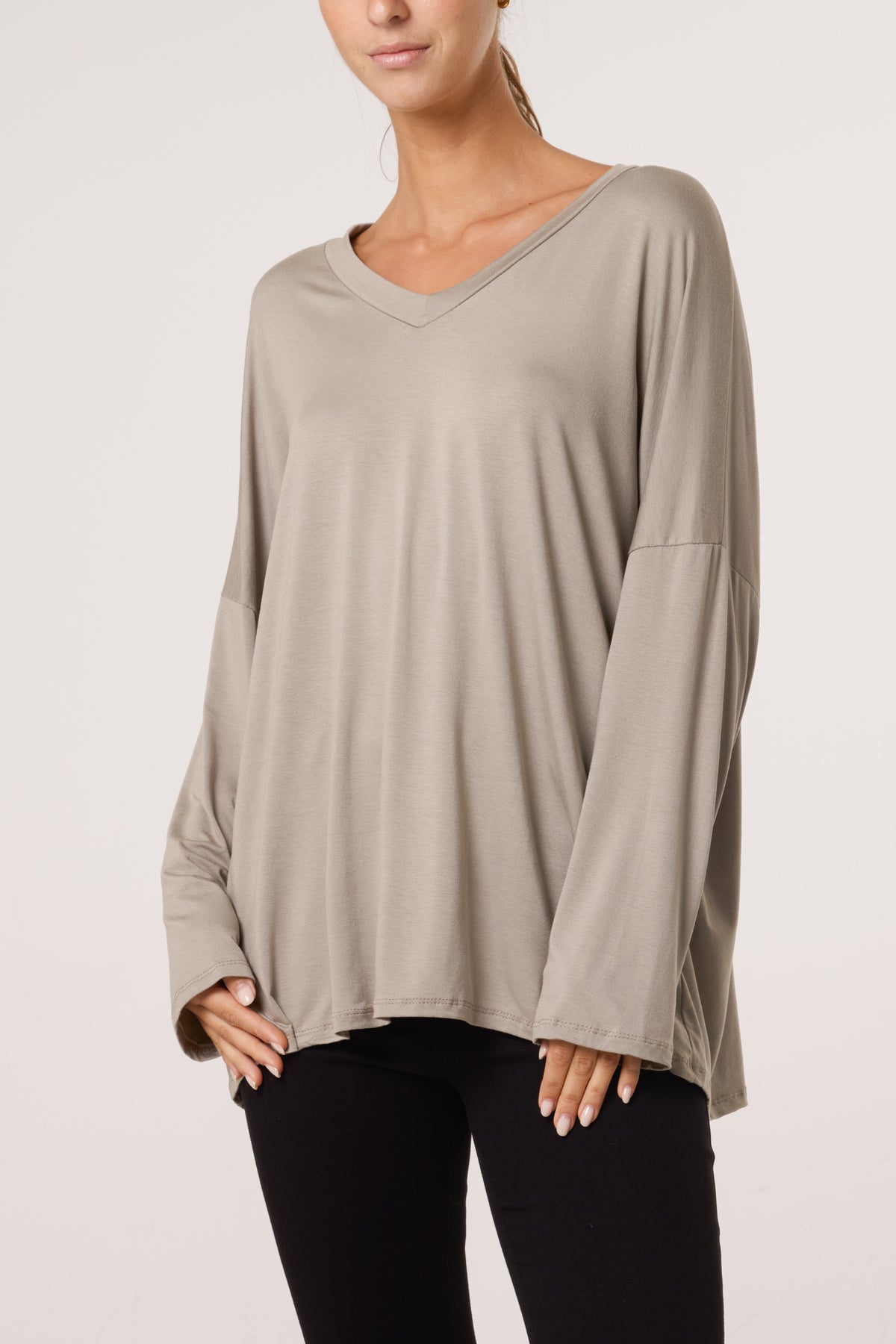 V-Neck Long Sleeve Basic T-Shirt
