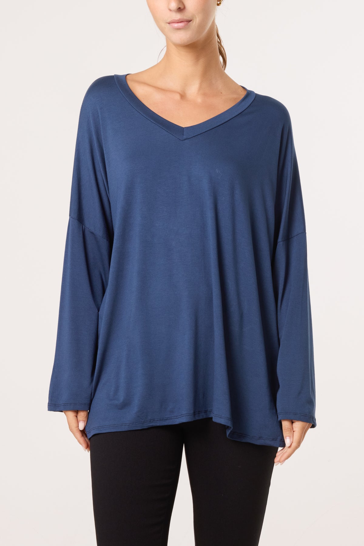 V-Neck Long Sleeve Basic T-Shirt