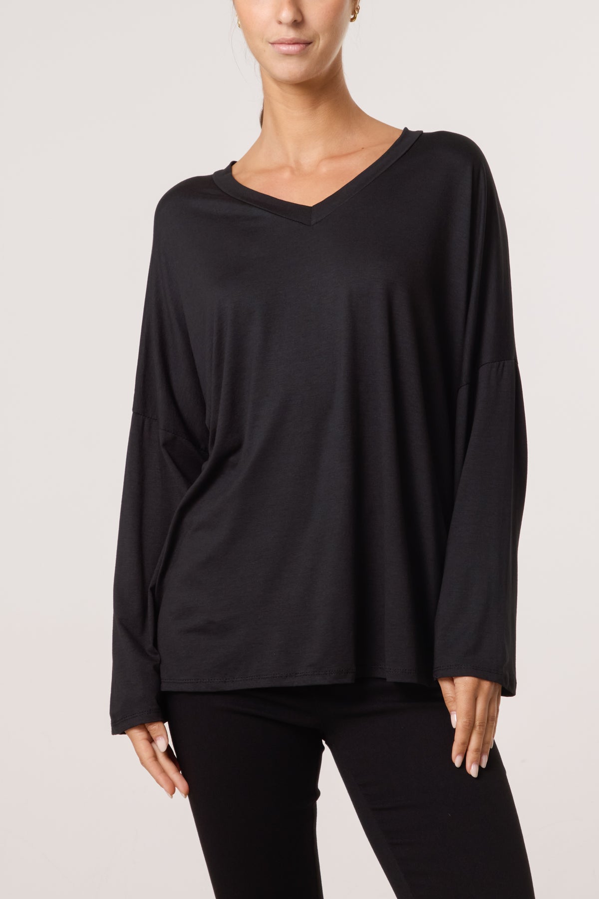 V-Neck Long Sleeve Basic T-Shirt