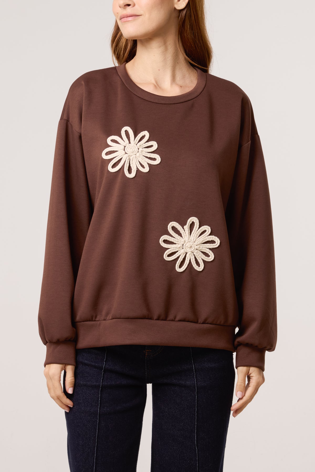 Embroidered Flower Soft Touch Sweatshirt