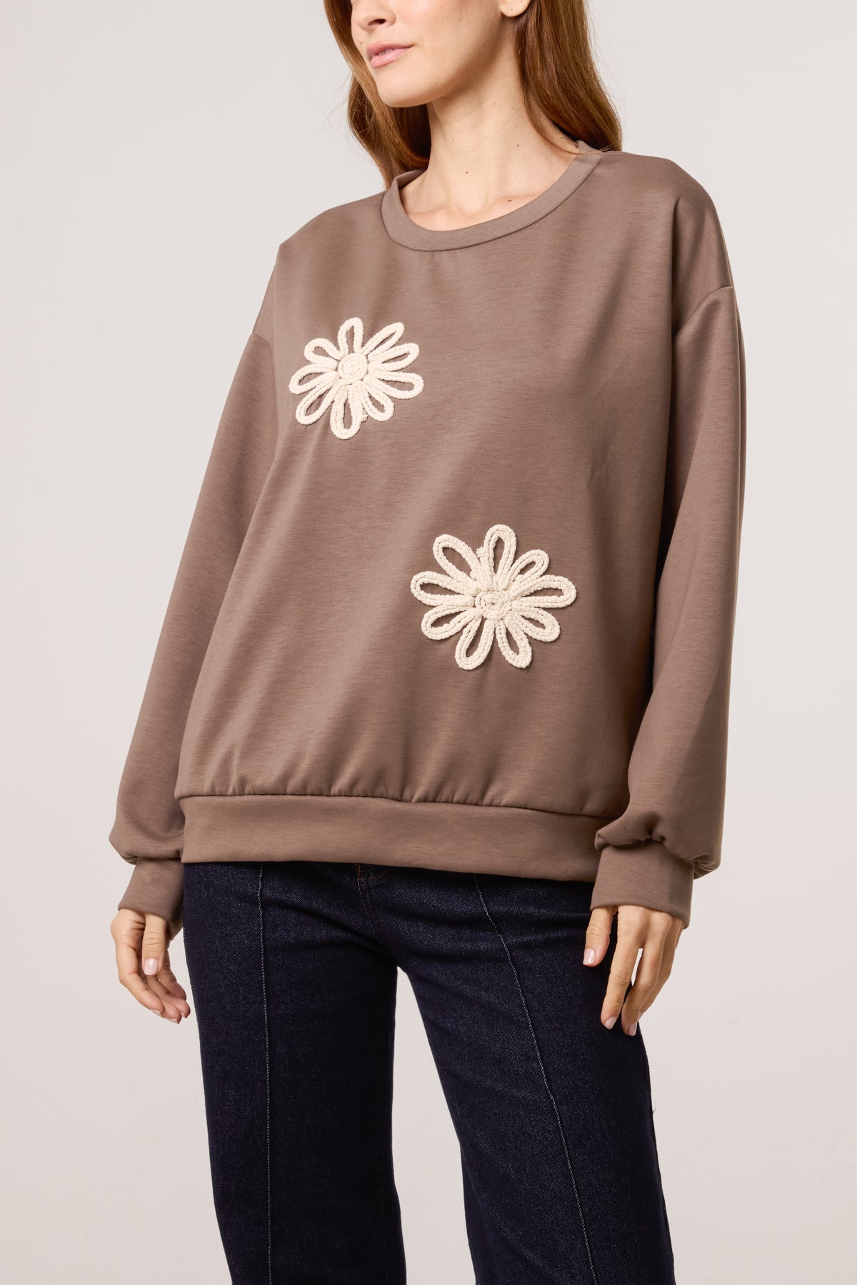 Embroidered Flower Soft Touch Sweatshirt