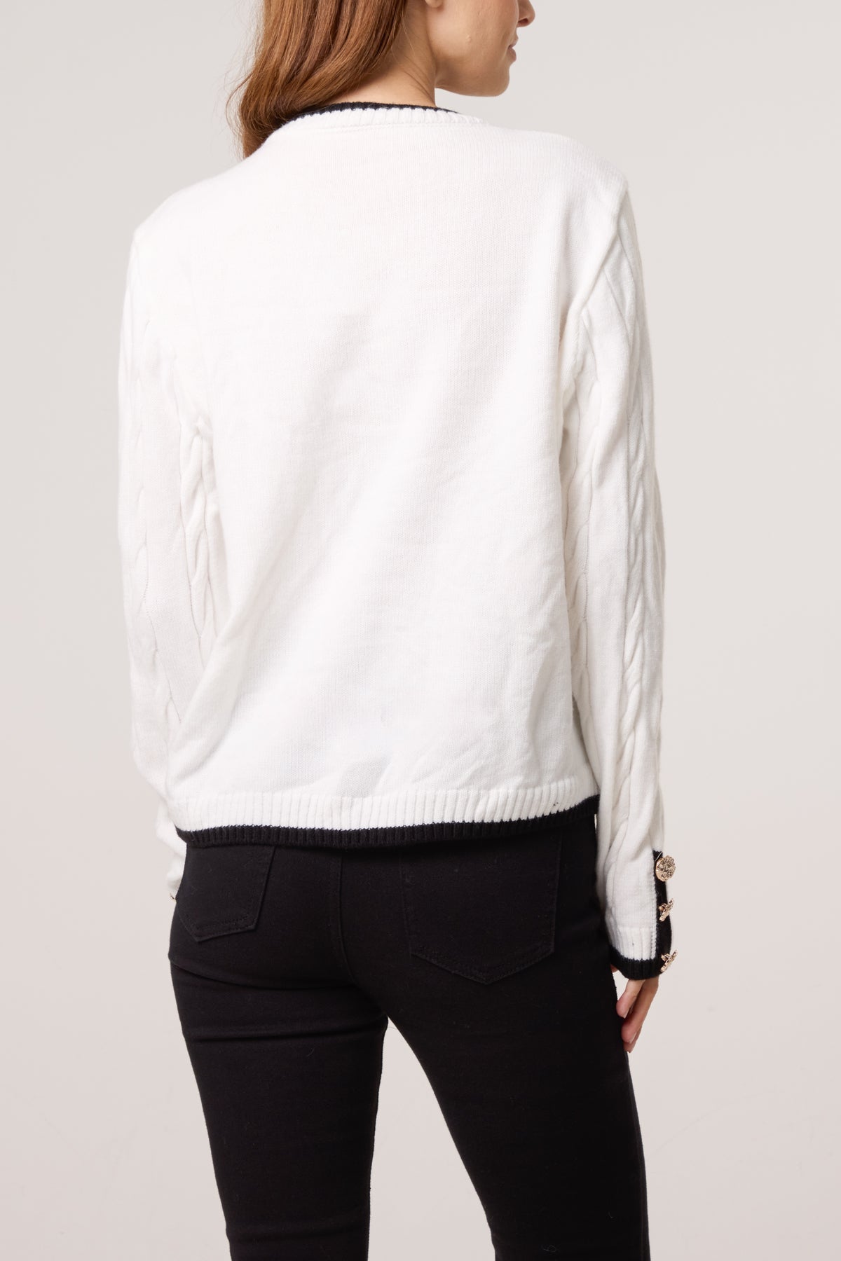 Cable Knit Contrast Border Jumper