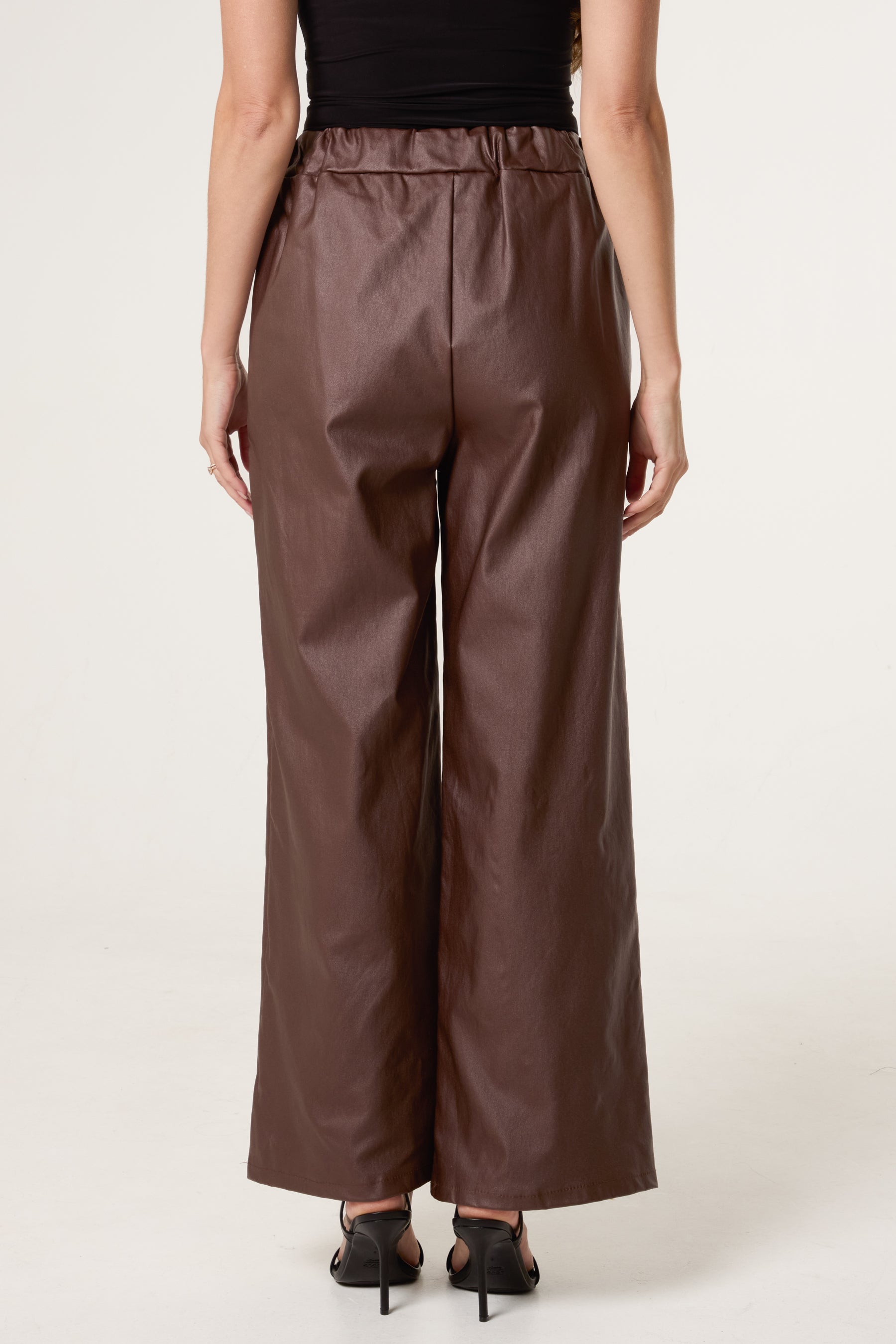 PU Coated Wide Leg Magic Trousers