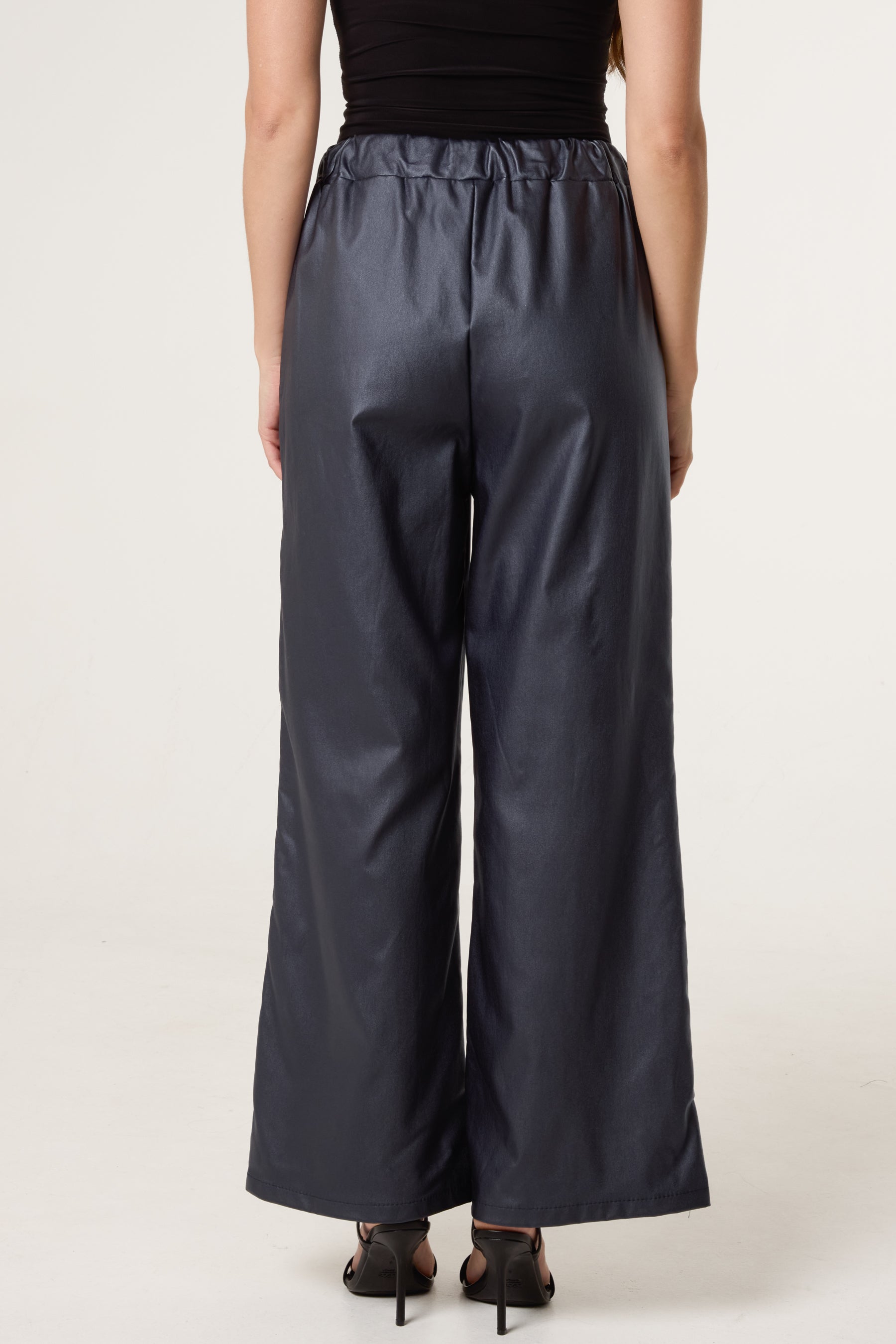 PU Coated Wide Leg Magic Trousers