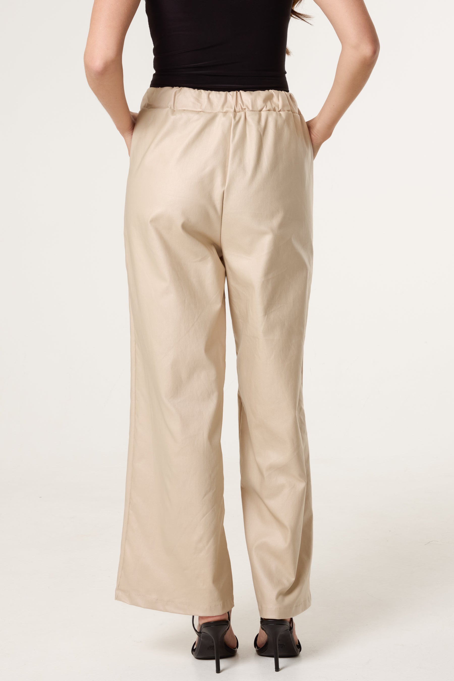 PU Coated Wide Leg Magic Trousers