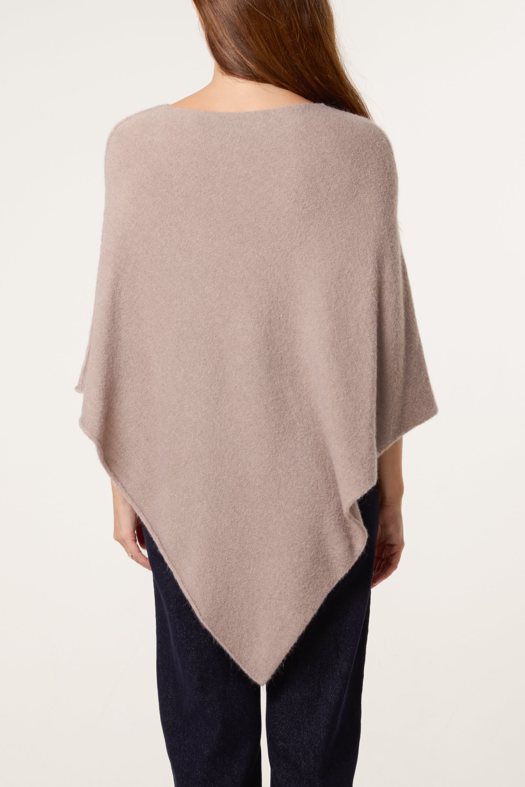 Boat Neck Asymmetric Hem Poncho