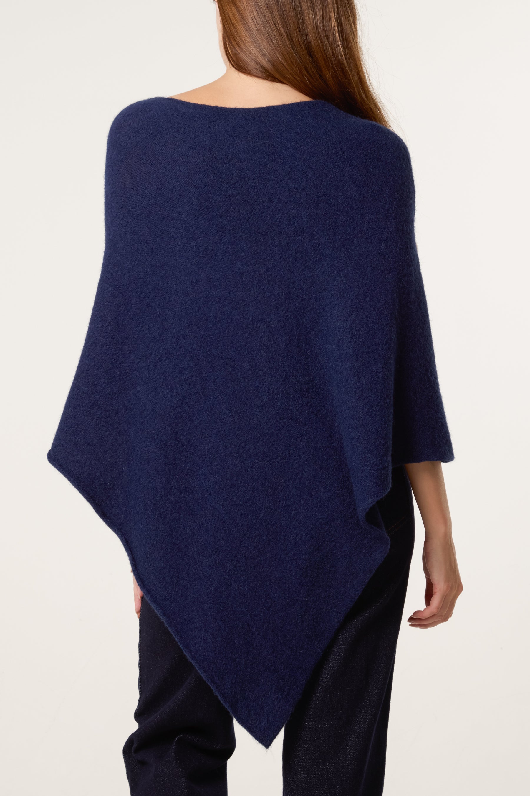 Boat Neck Asymmetric Hem Poncho