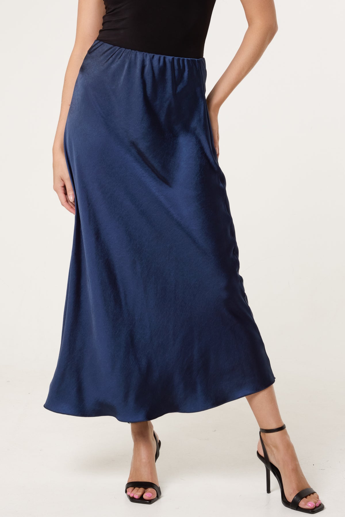 Bias Cut Satin Midi Skirt