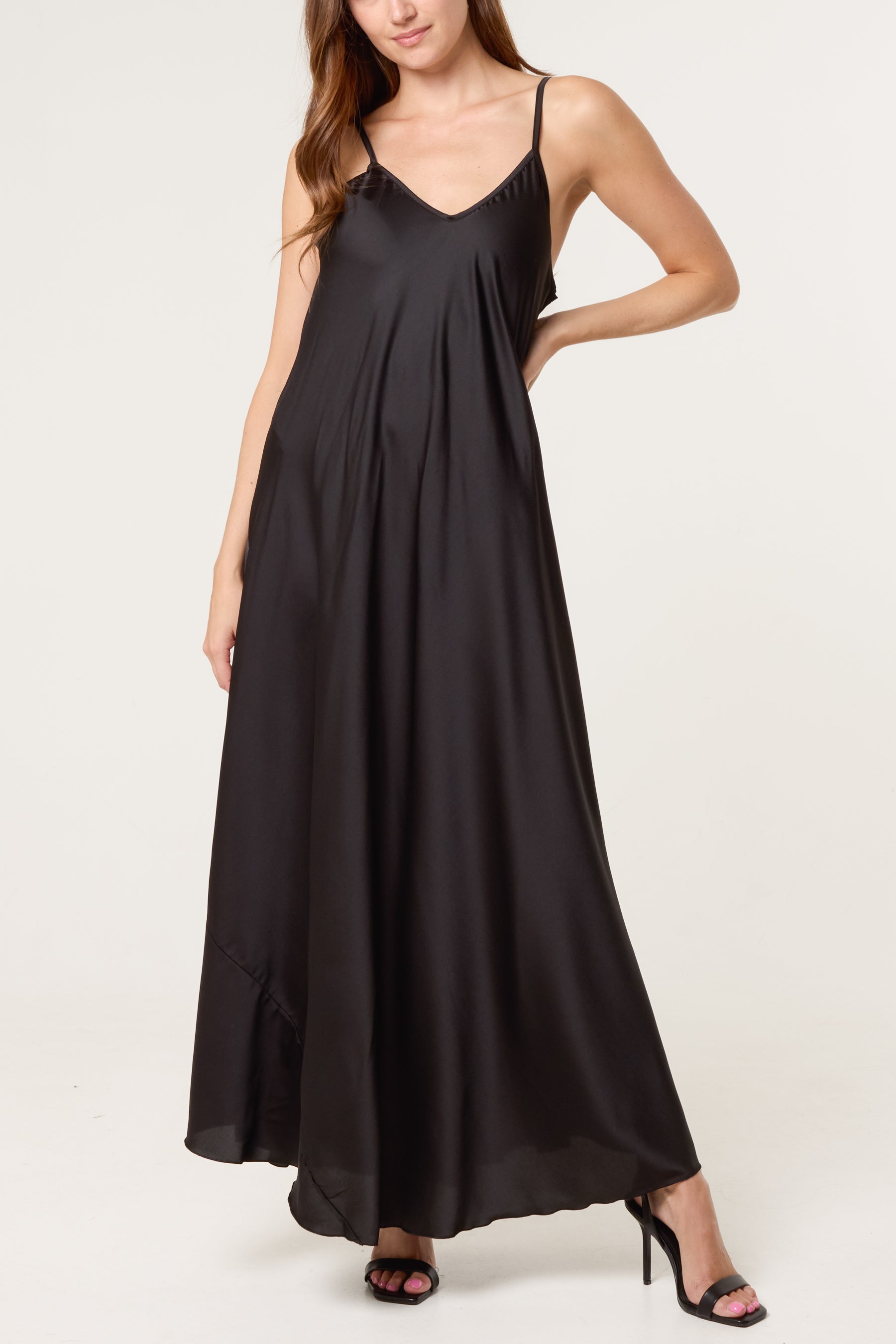 Open Knit Top & Satin Dress Set