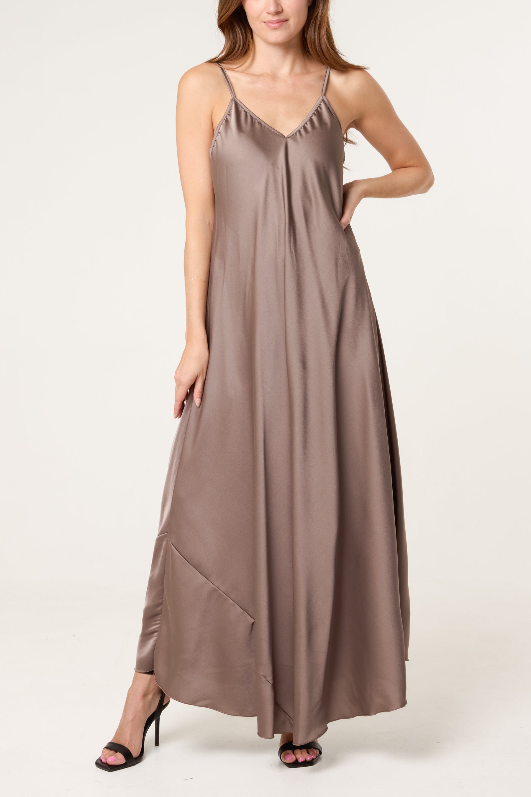 Open Knit Top & Satin Dress Set