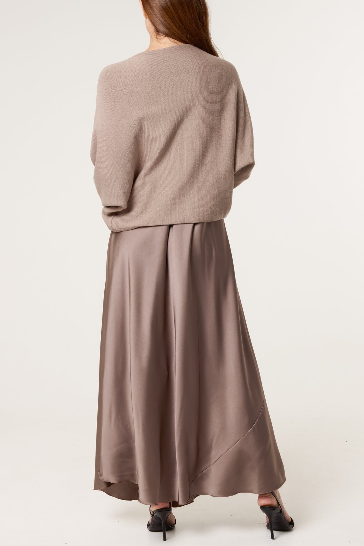 Open Knit Top & Satin Dress Set