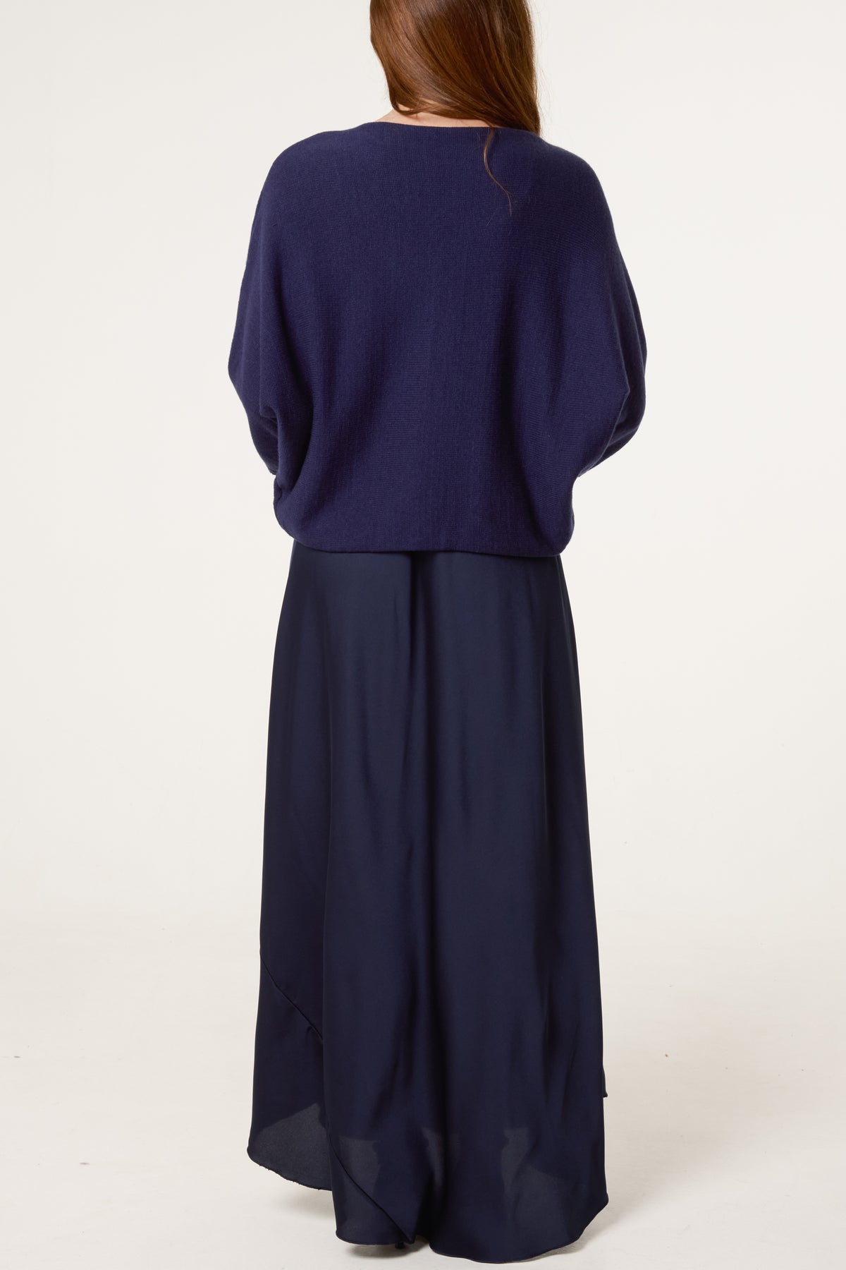 Open Knit Top & Satin Dress Set