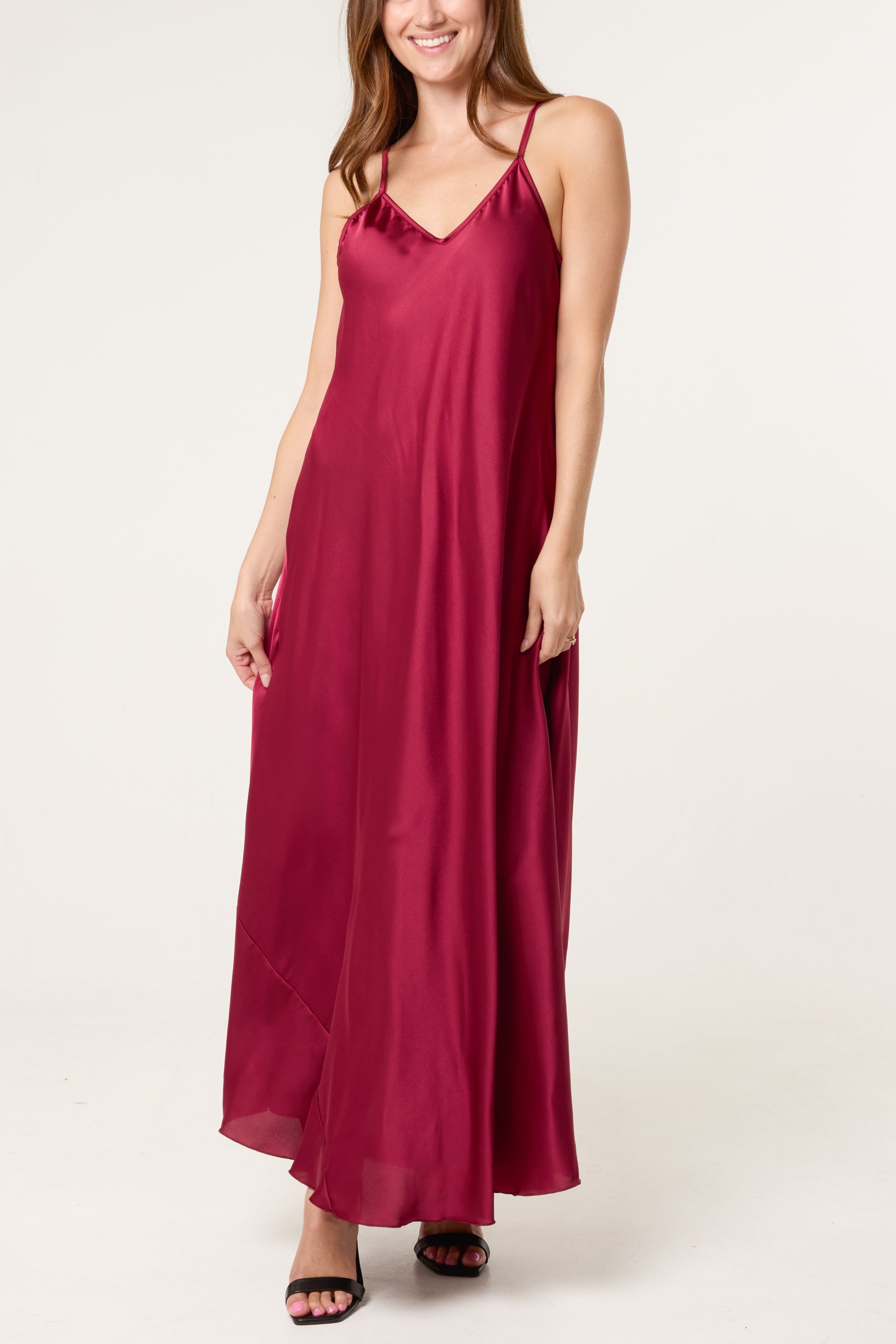Open Knit Top & Satin Dress Set