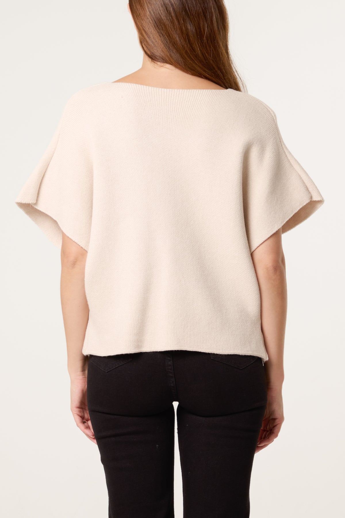 Asymmetric Short Sleeve Knit Top