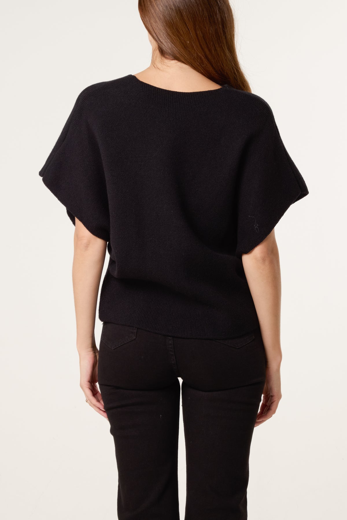 Asymmetric Short Sleeve Knit Top