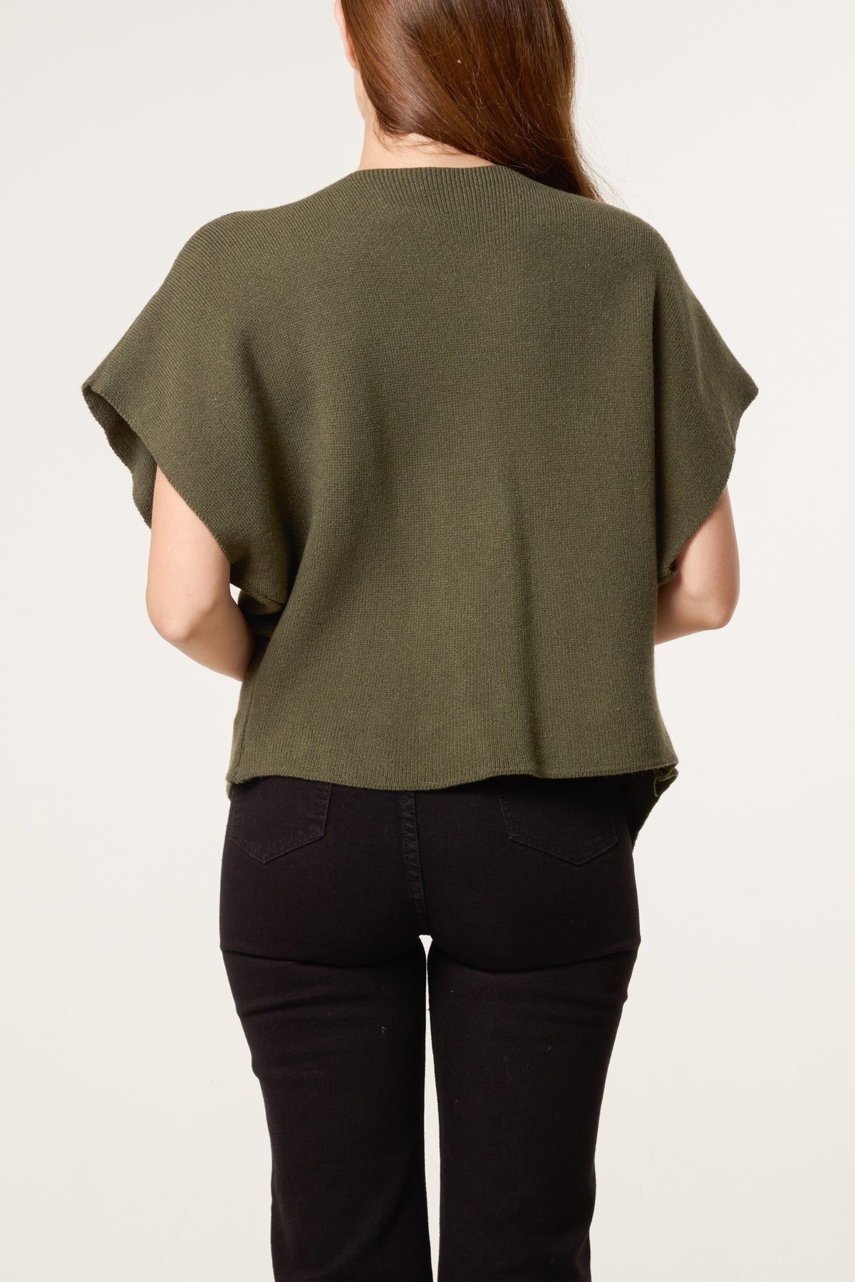 Asymmetric Short Sleeve Knit Top