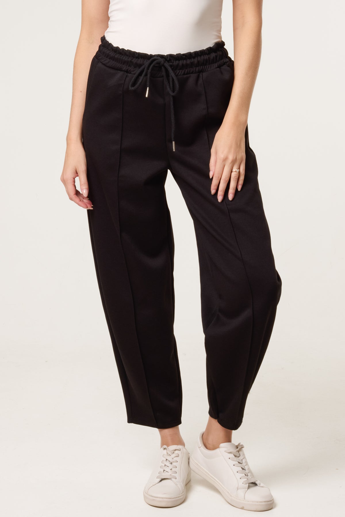 Front Crease Barrel Leg Joggers