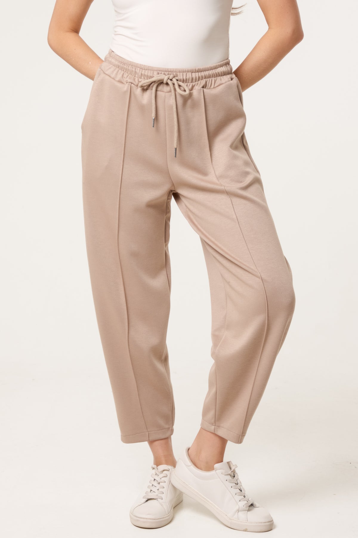 Front Crease Barrel Leg Joggers