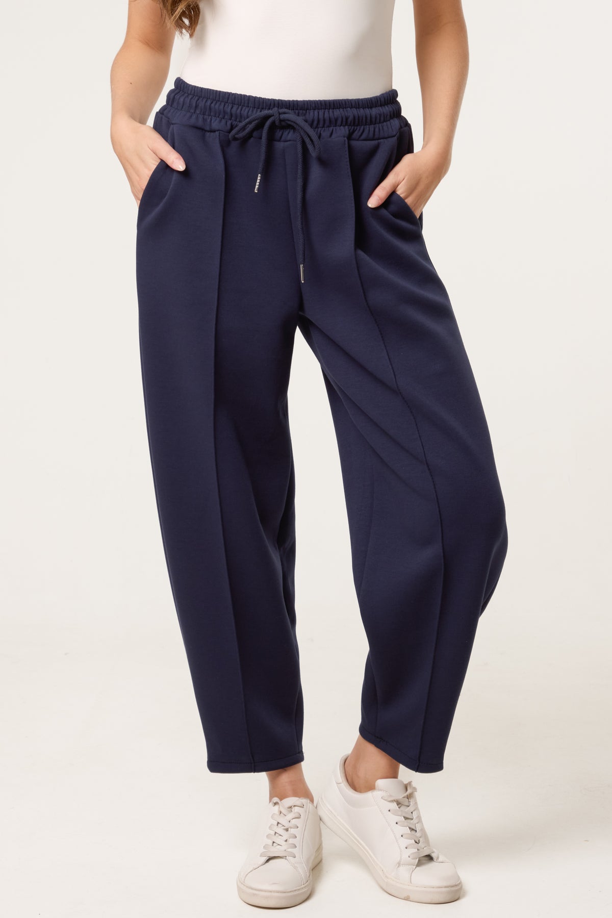 Front Crease Barrel Leg Joggers