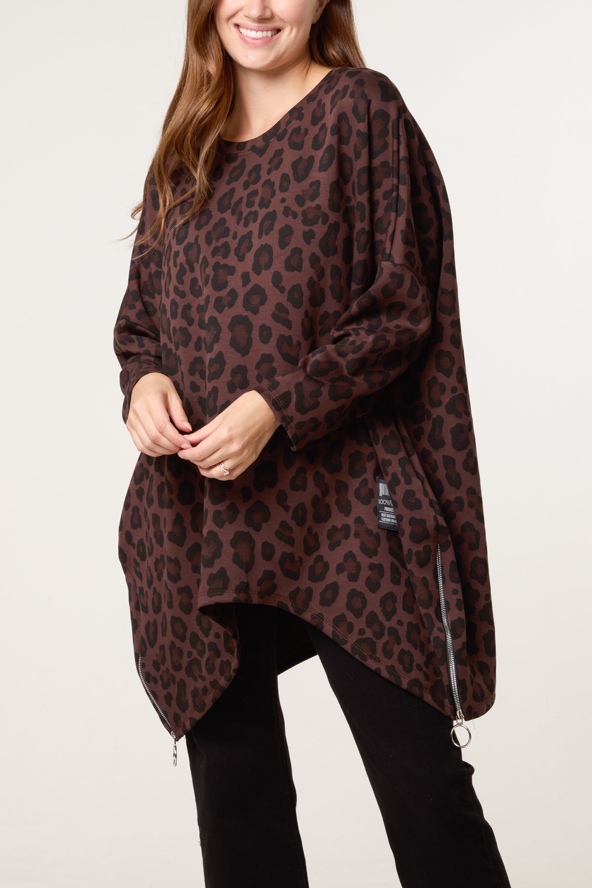Leopard Print Side Zip Sweatshirt