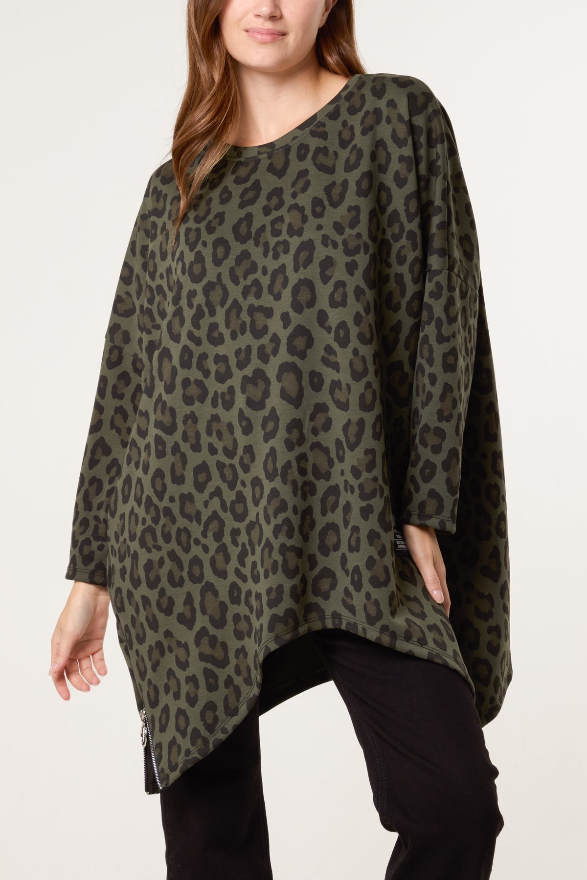 Leopard Print Side Zip Sweatshirt