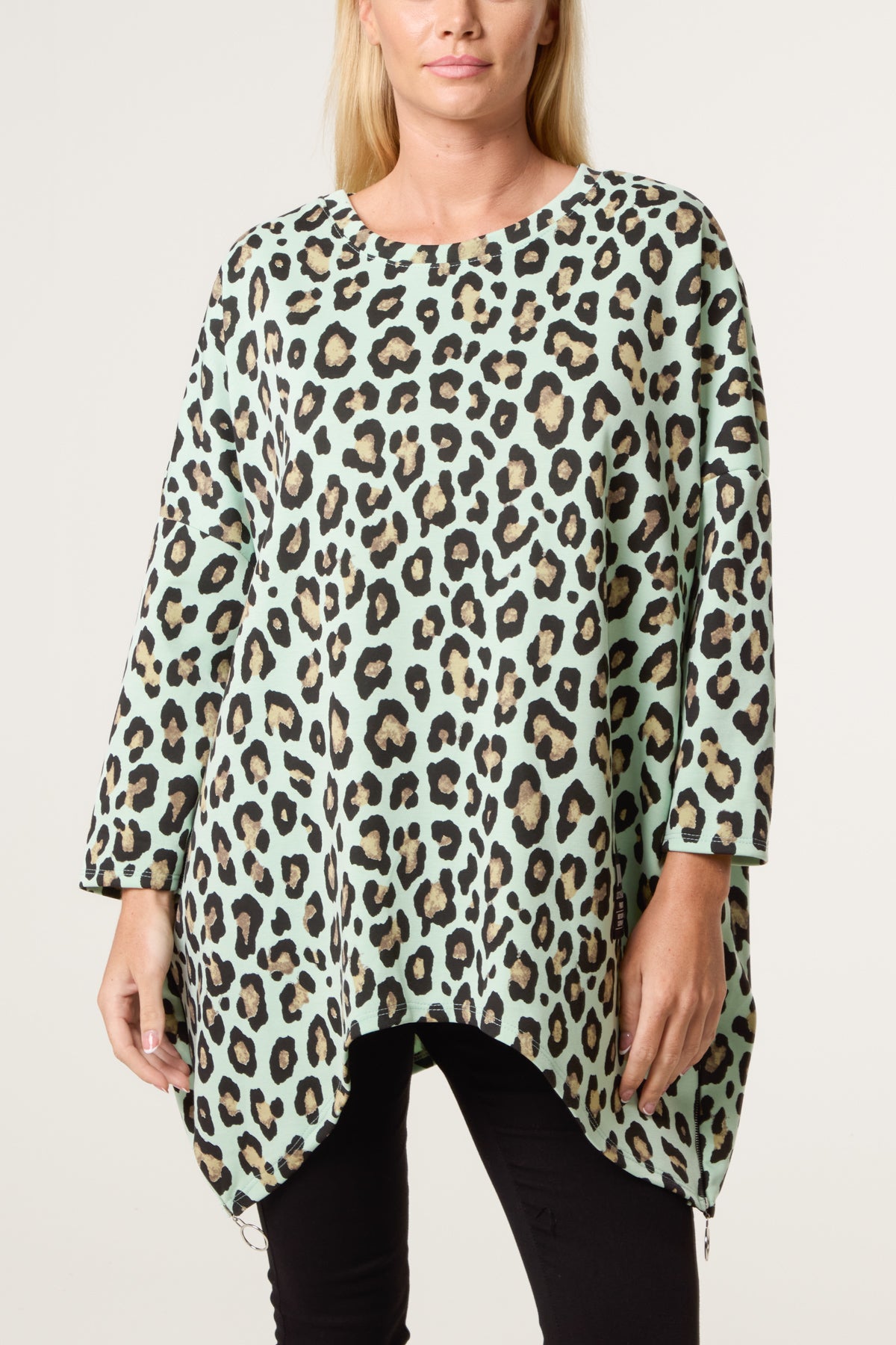 Leopard Print Side Zip Sweatshirt