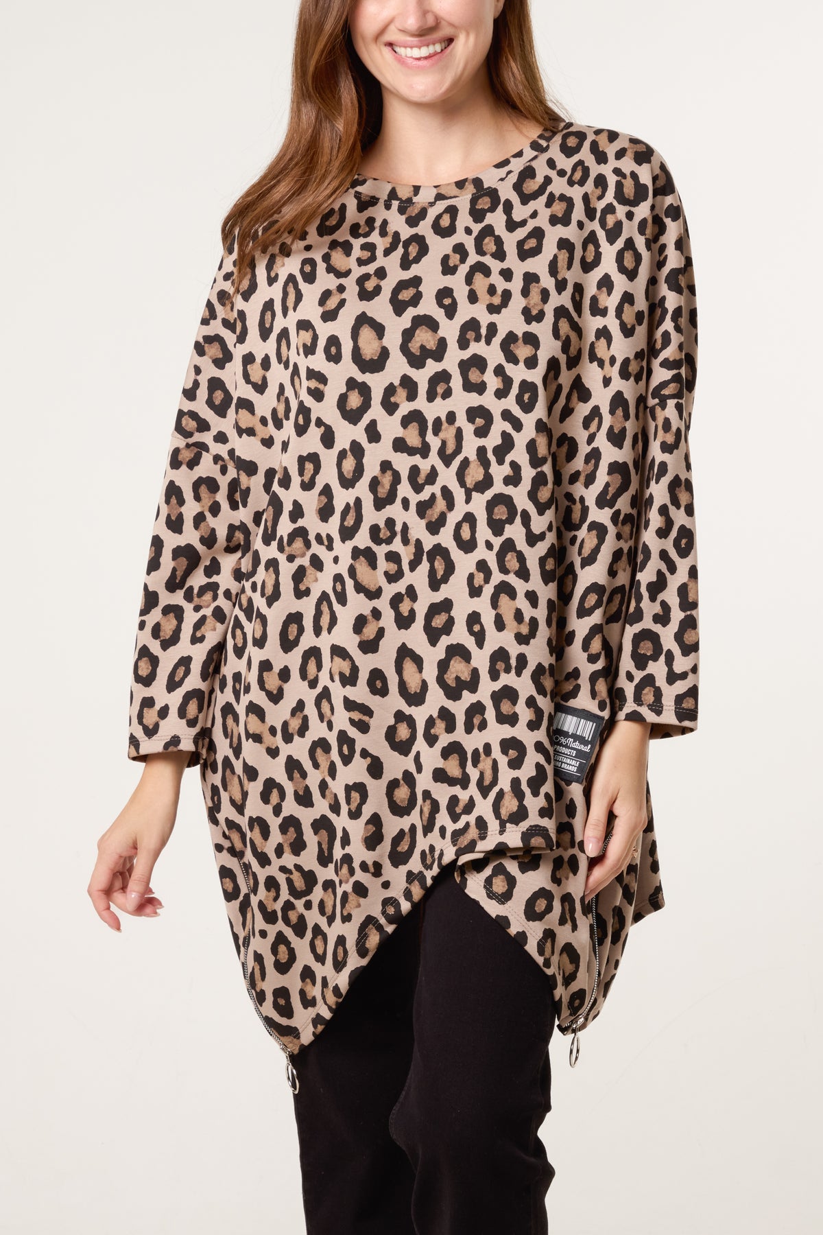 Leopard Print Side Zip Sweatshirt