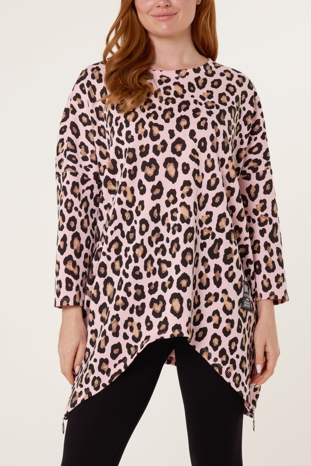 Leopard Print Side Zip Sweatshirt