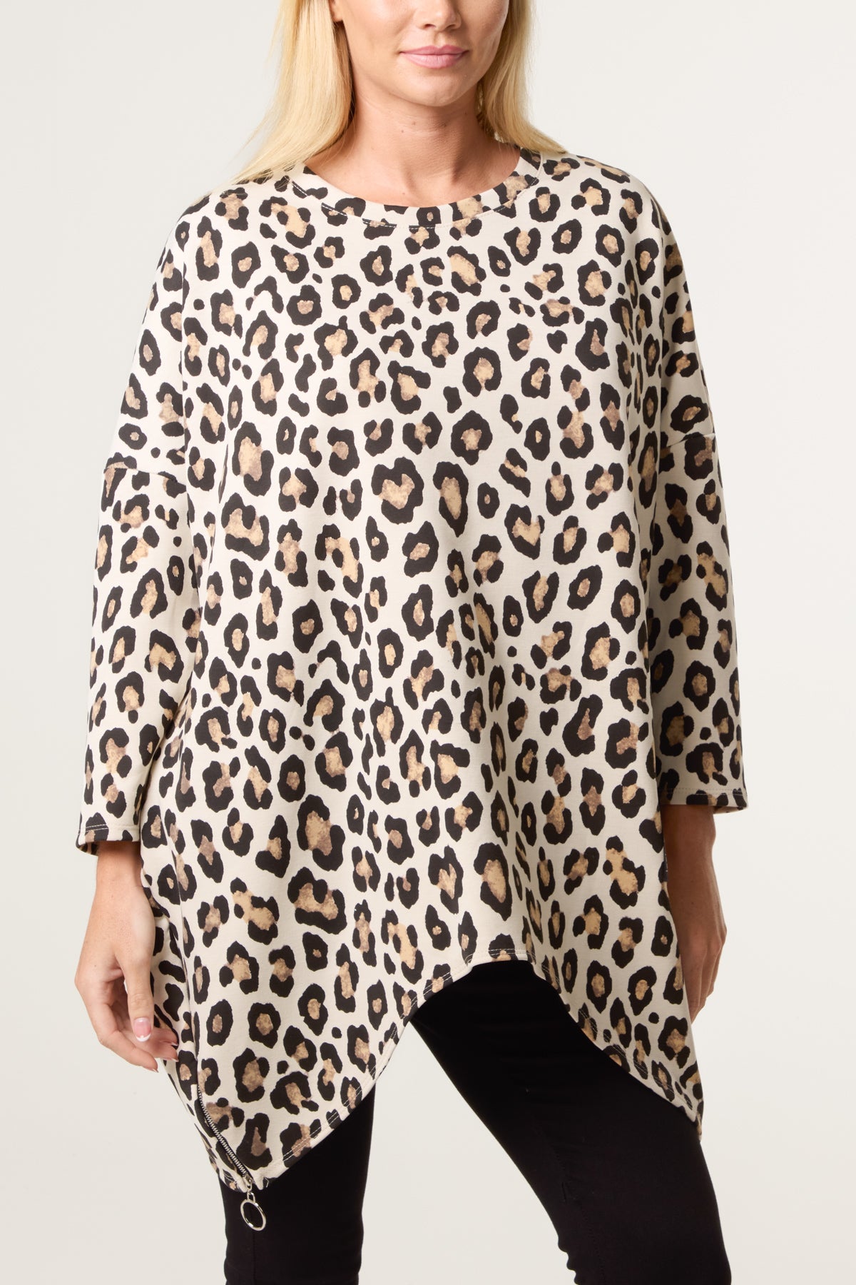 Leopard Print Side Zip Sweatshirt